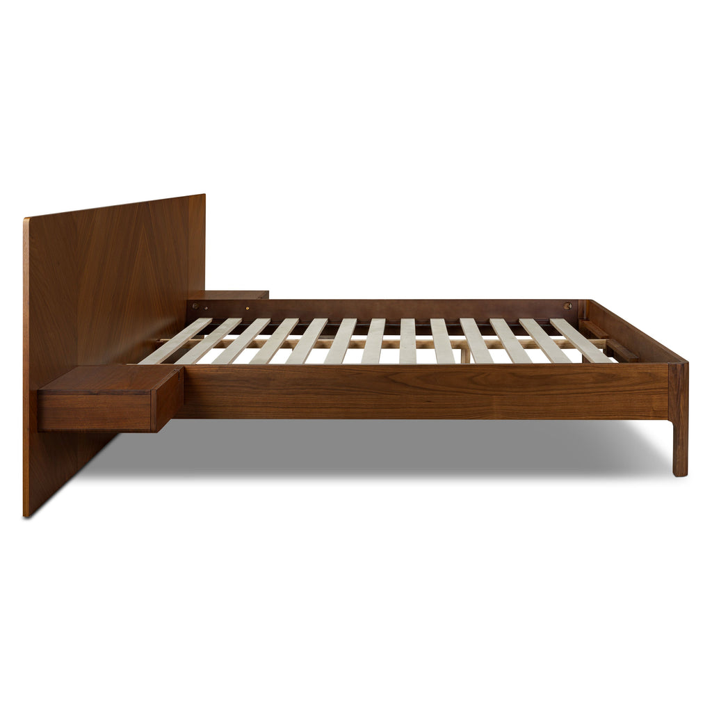Lit bas avec tables de chevet | Noyer | King