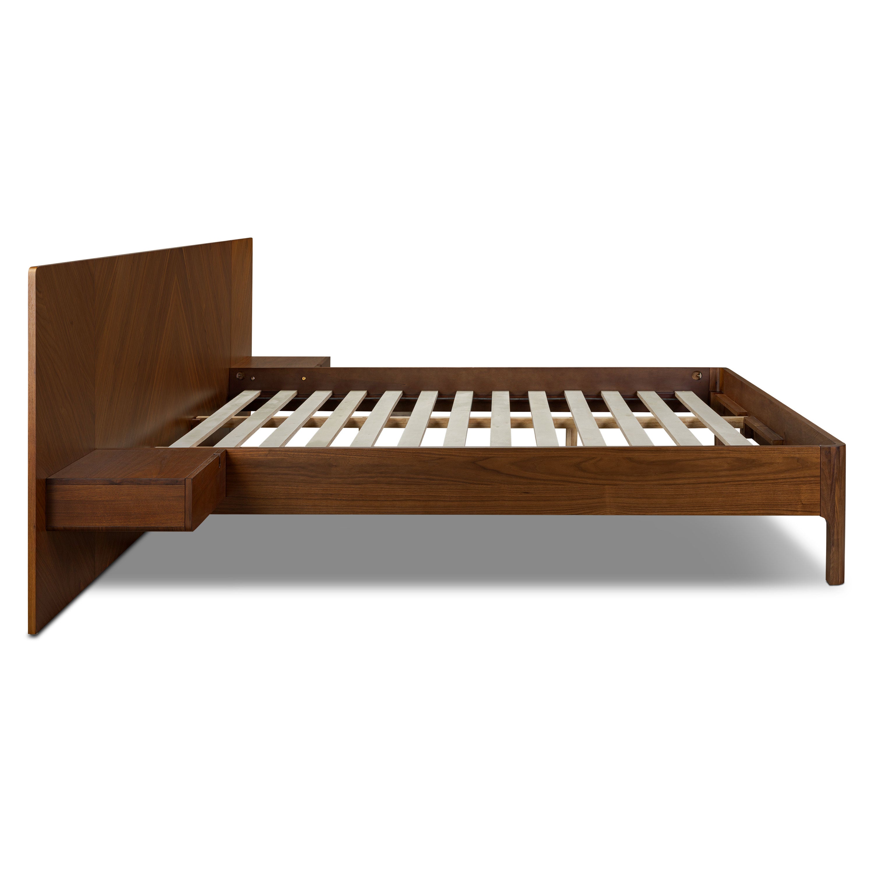 Lit bas avec tables de chevet | Noyer | King