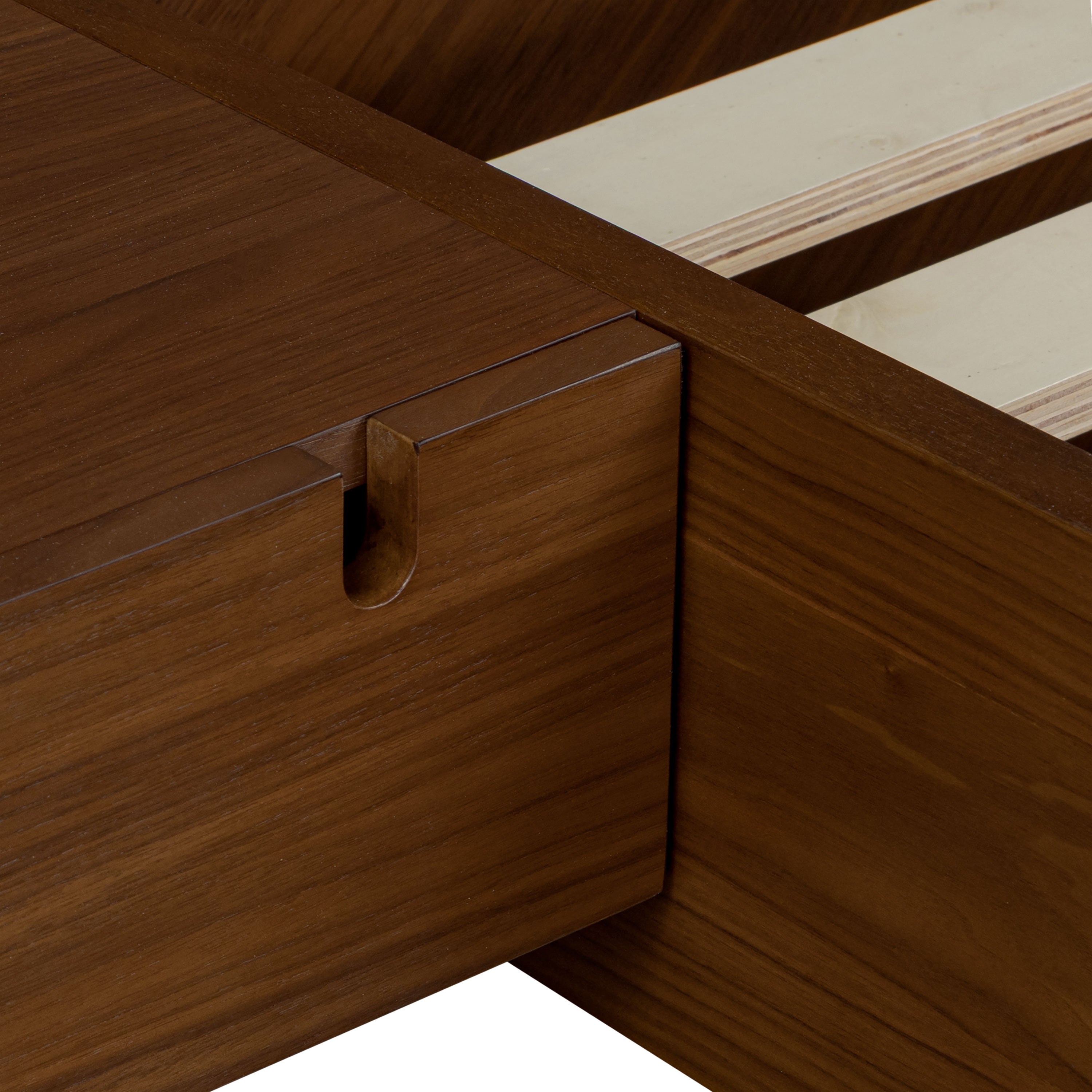 Lit bas avec tables de chevet | Noyer | Queen
