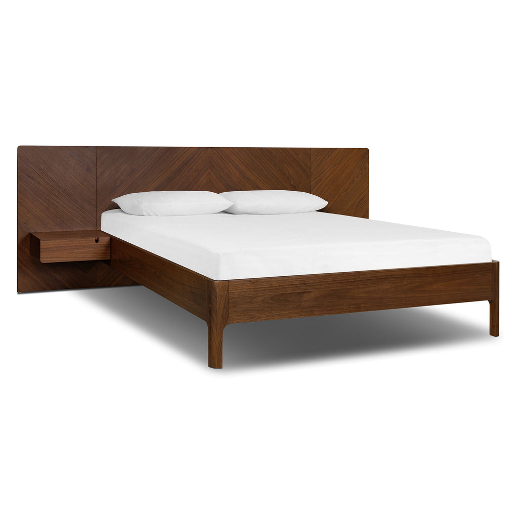 Lit bas avec tables de chevet | Noyer | Queen