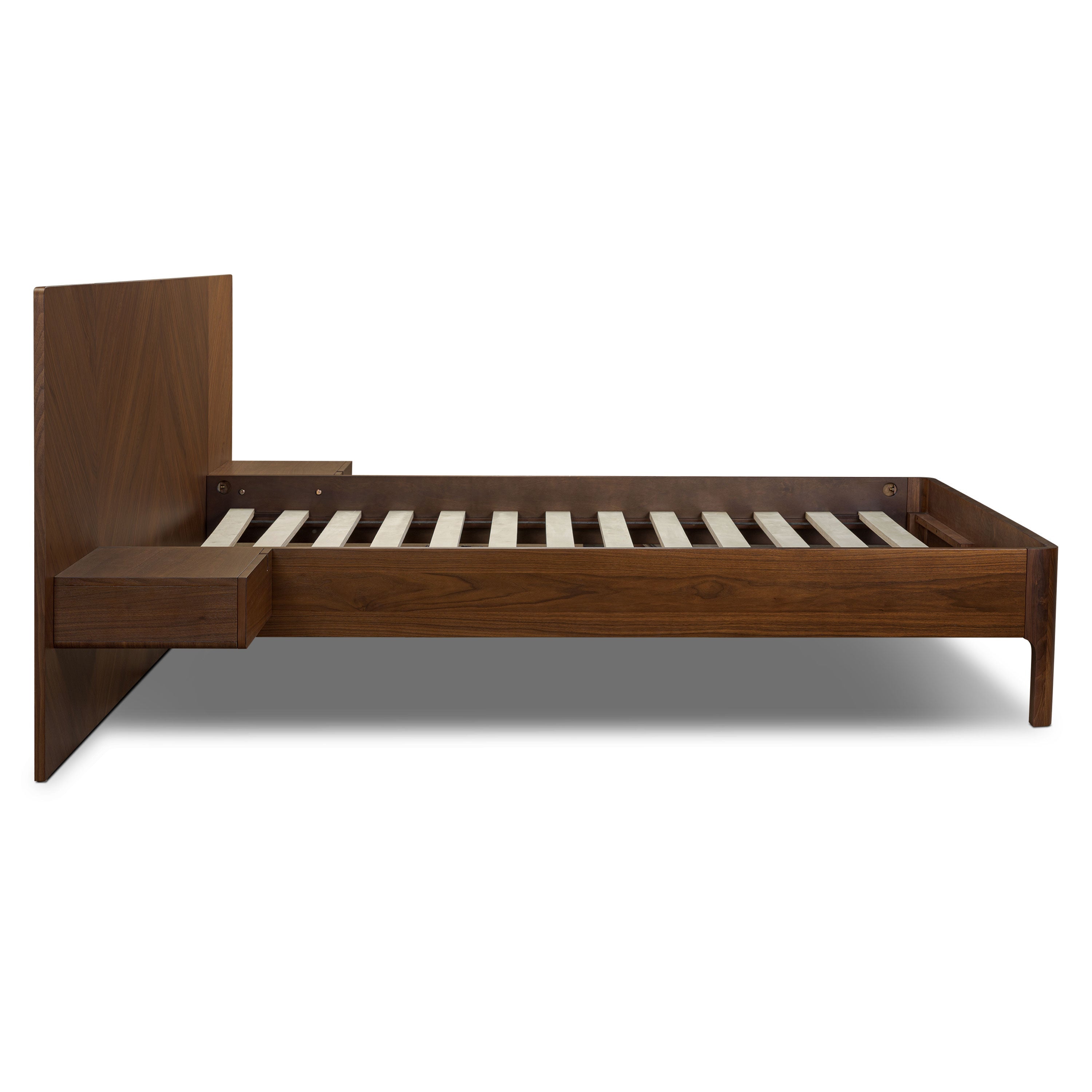 Lit bas avec tables de chevet | Noyer | Queen