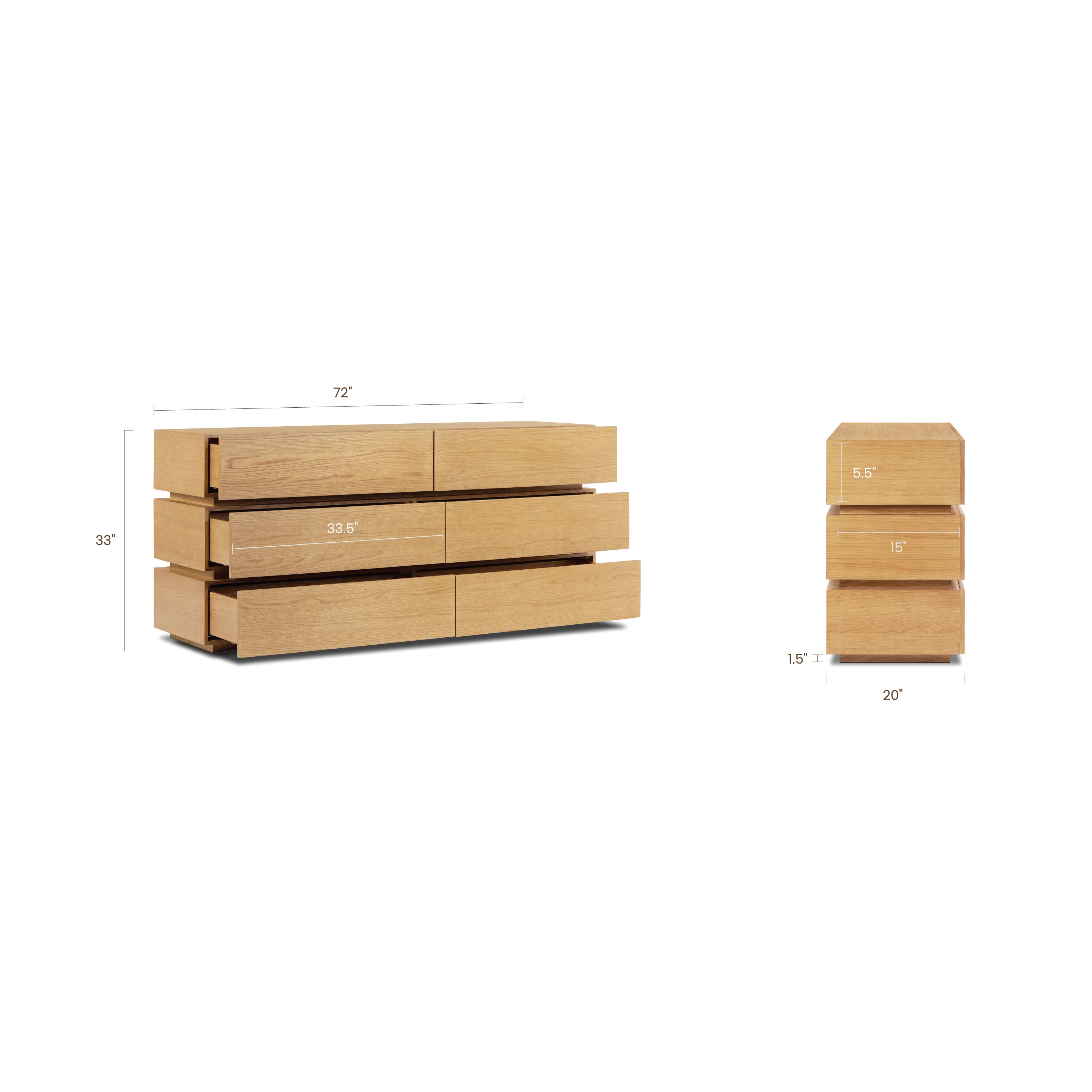 Commode 6 tiroirs | Chêne