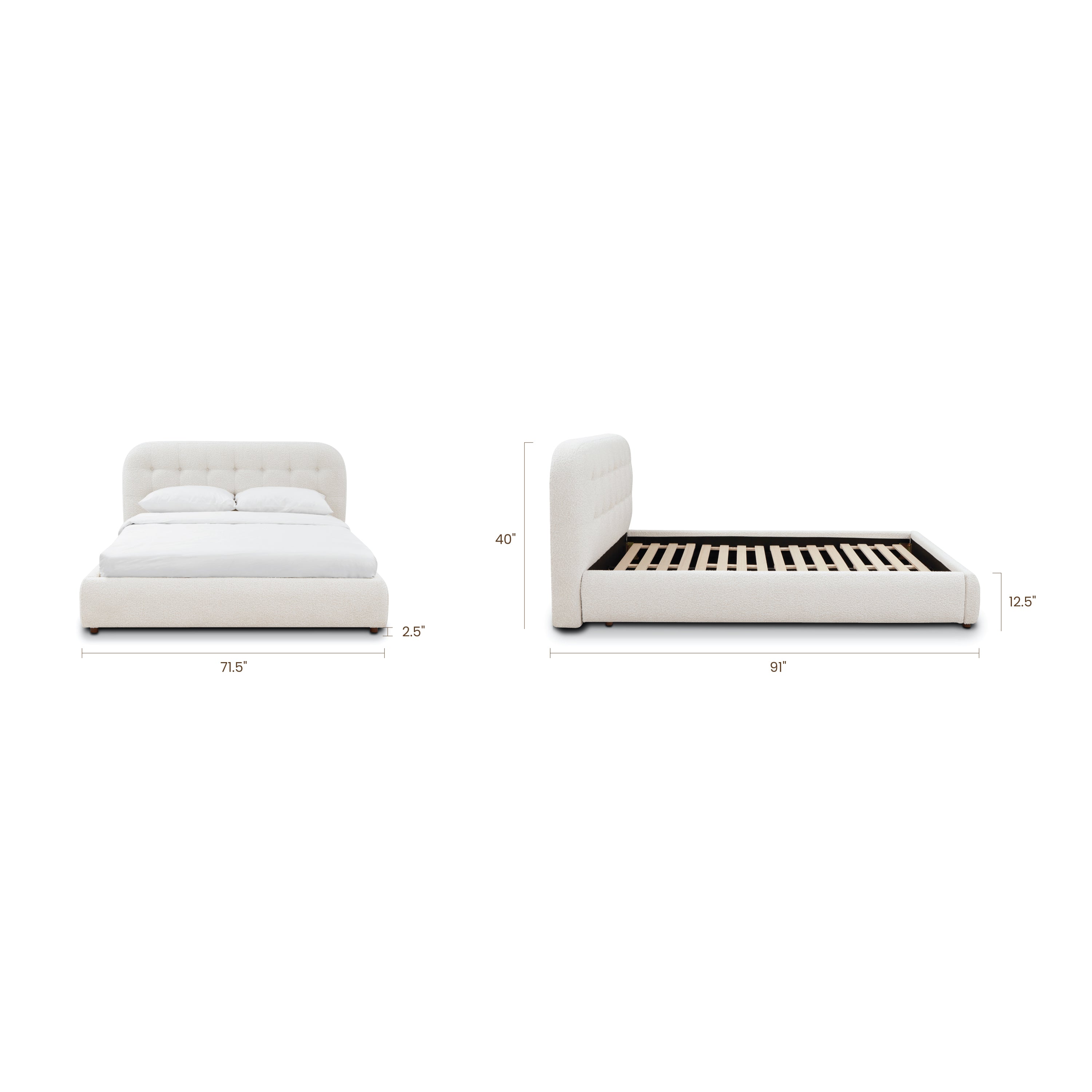 Lit | Boucle blanc écru | Grand lit