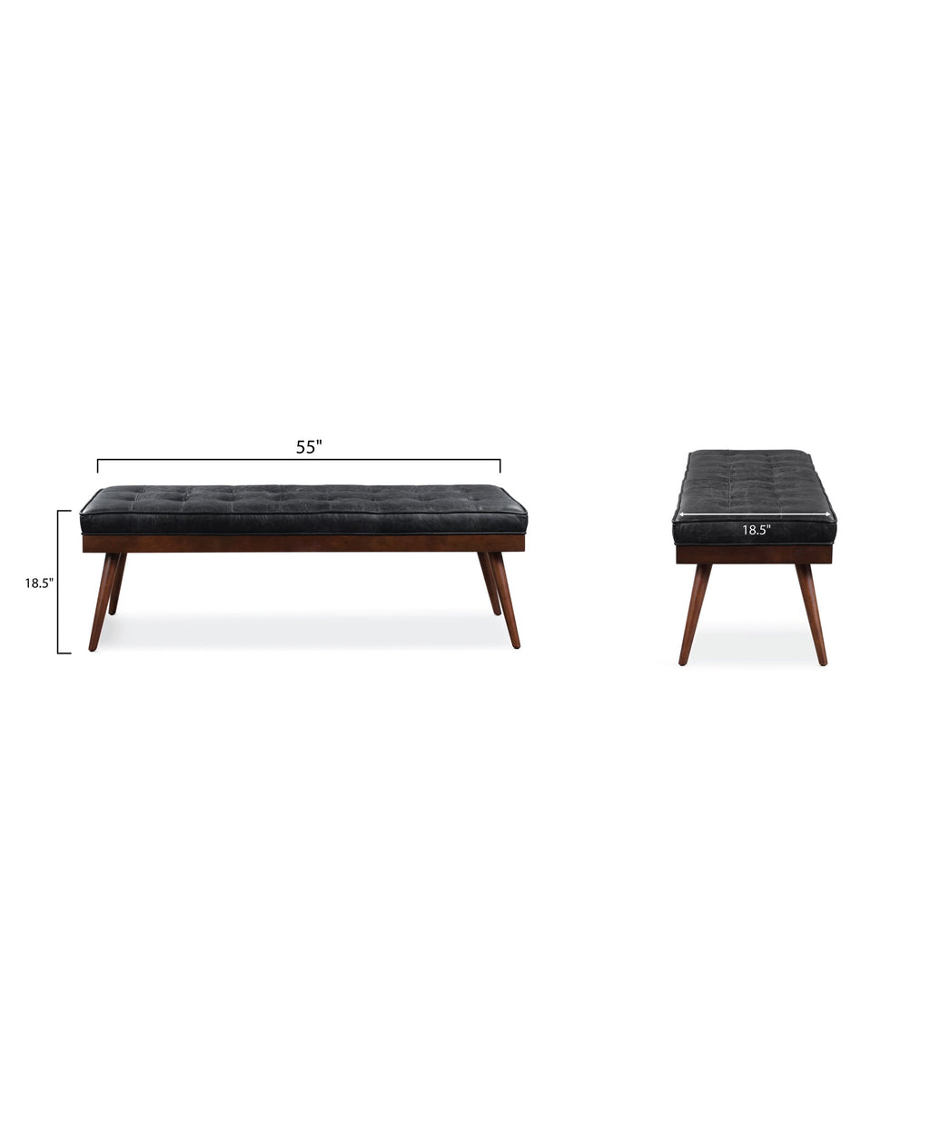 Banc en cuir | Noir onyx