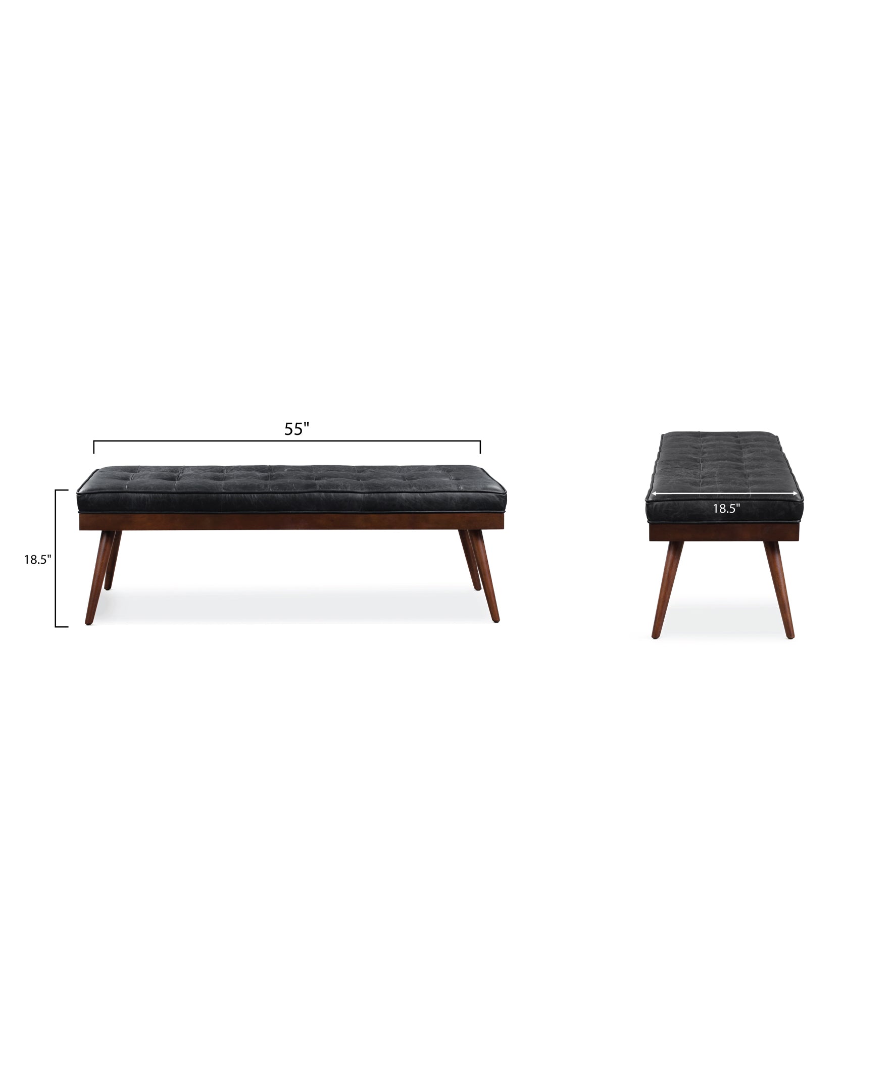 Banc en cuir | Noir onyx