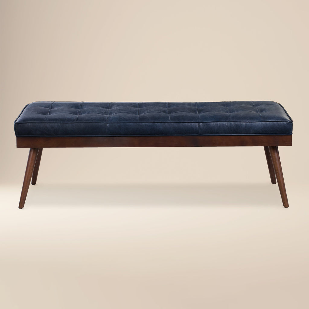 Banc en cuir | Bleu nuit
