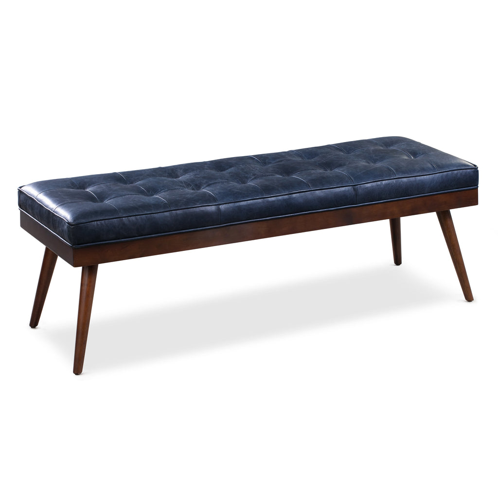 Banc en cuir | Bleu nuit