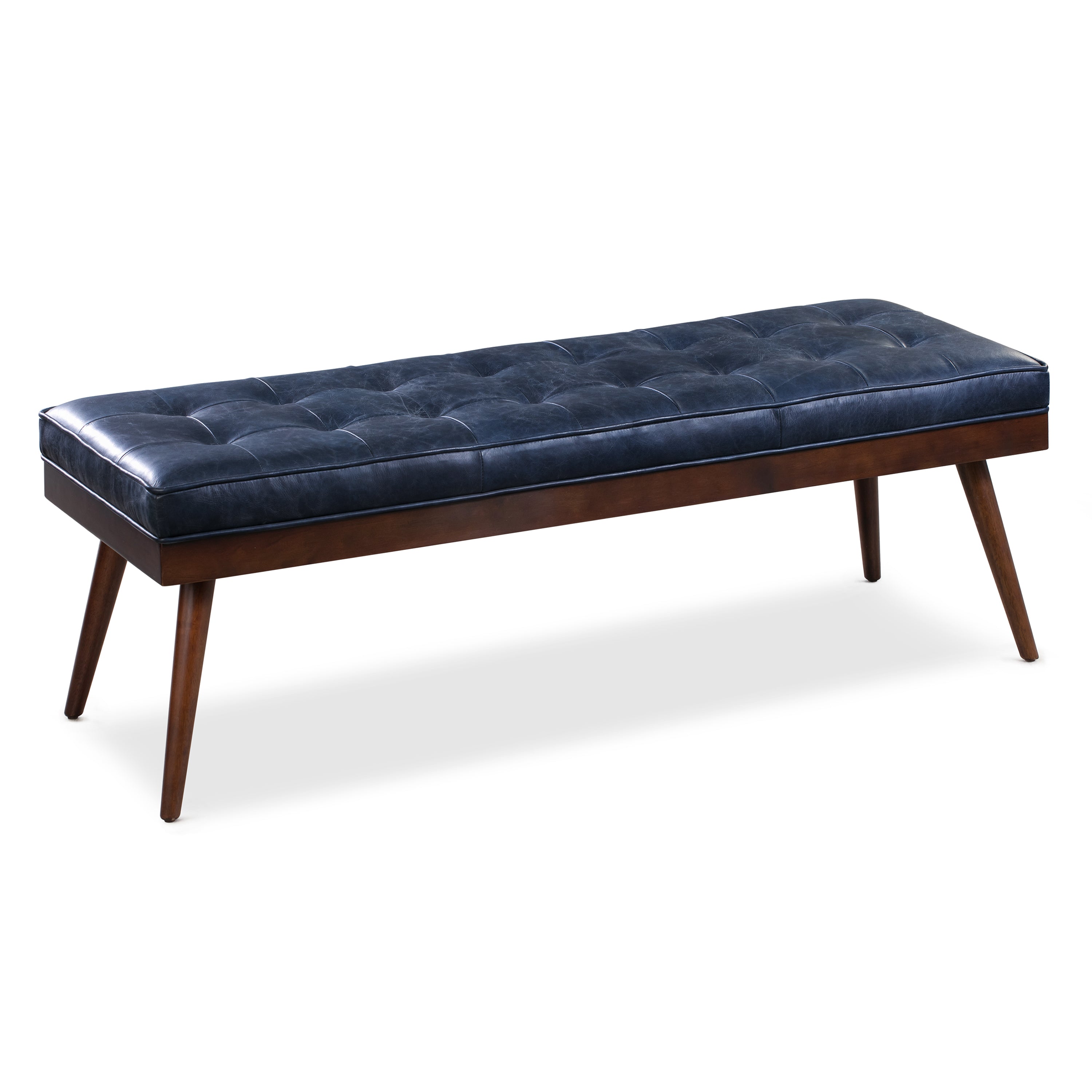 Banc en cuir | Bleu nuit