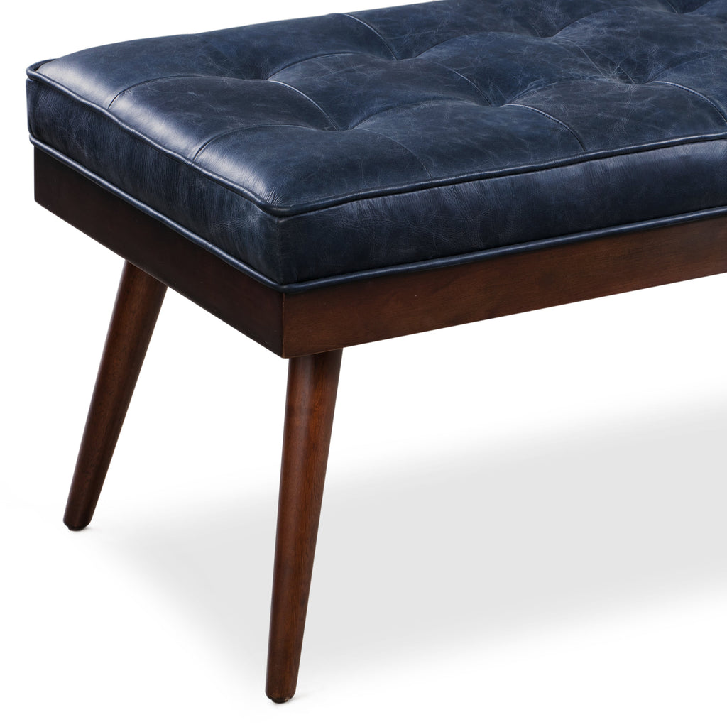 Banc en cuir | Bleu nuit