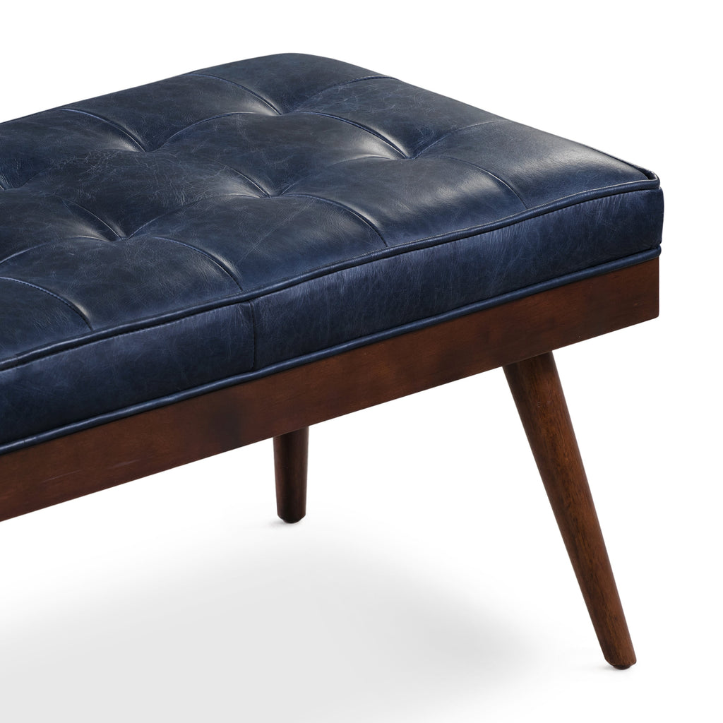 Banc en cuir | Bleu nuit