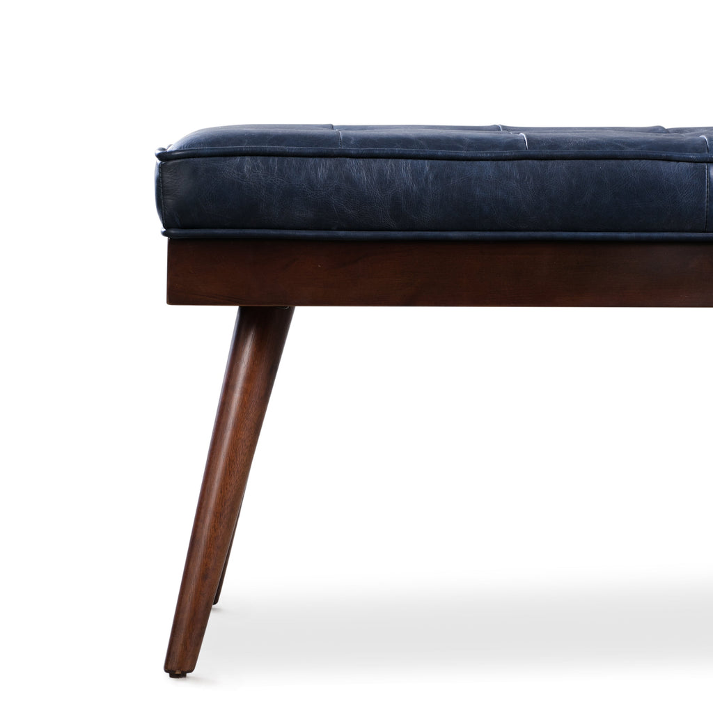 Banc en cuir | Bleu nuit