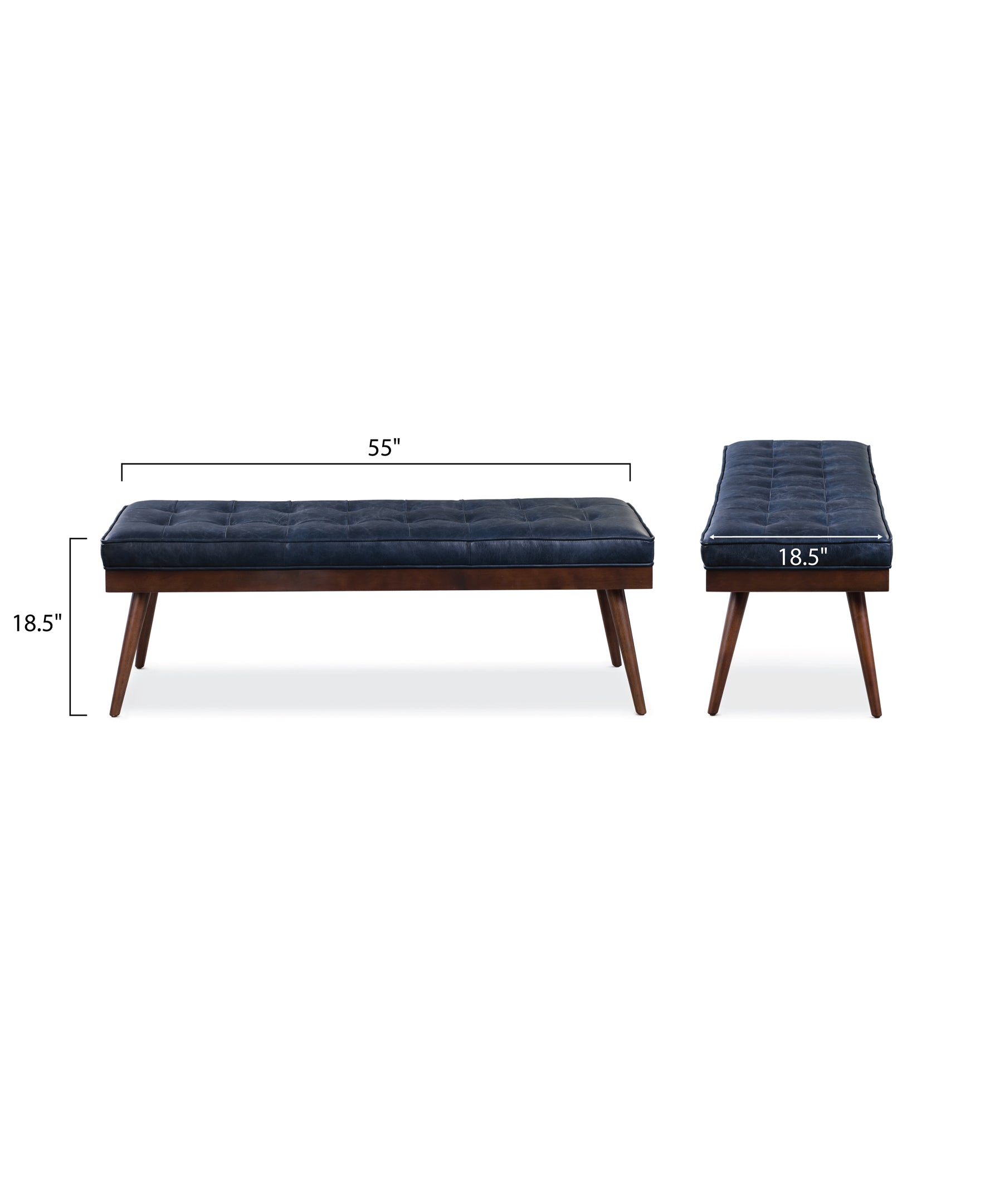 Banc en cuir | Bleu nuit