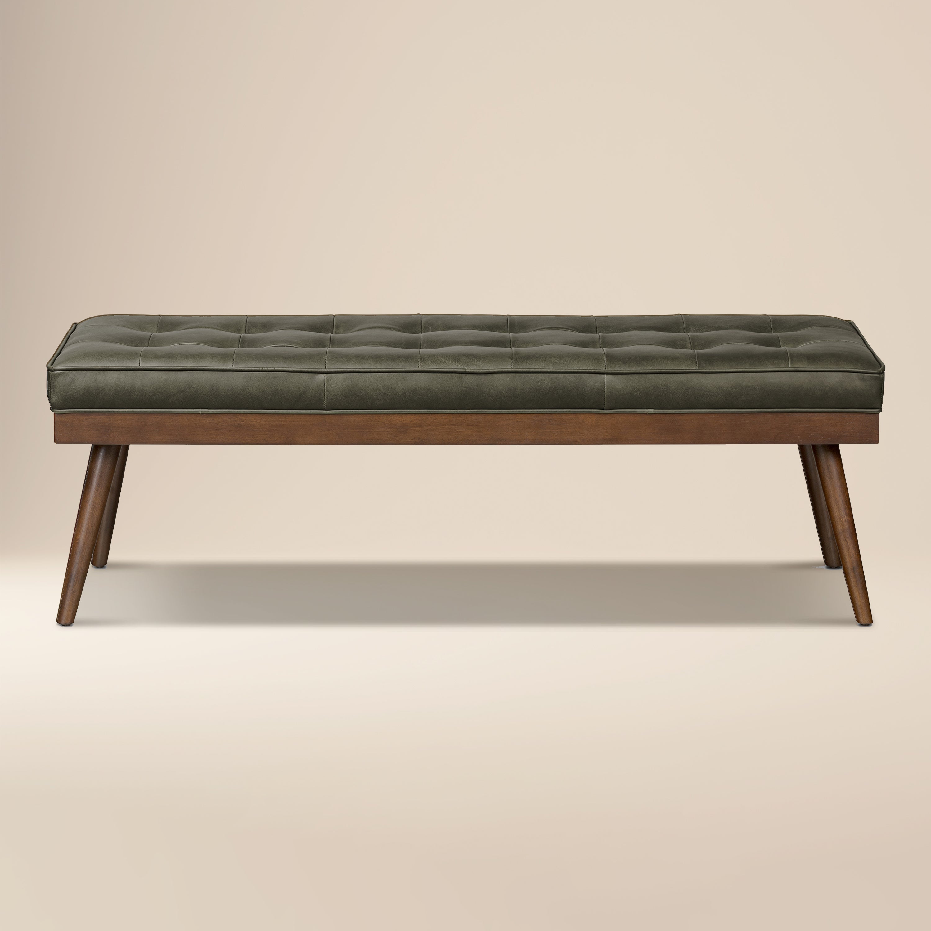Banc en cuir | Vert olivine