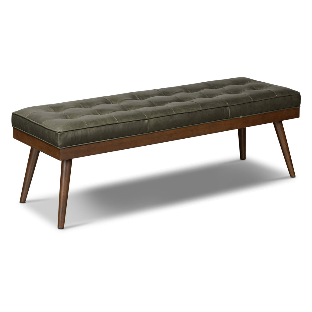 Banc en cuir | Vert olivine