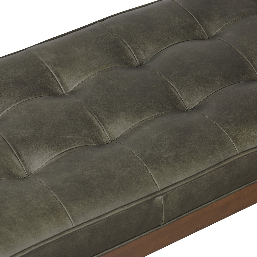 Banc en cuir | Vert olivine