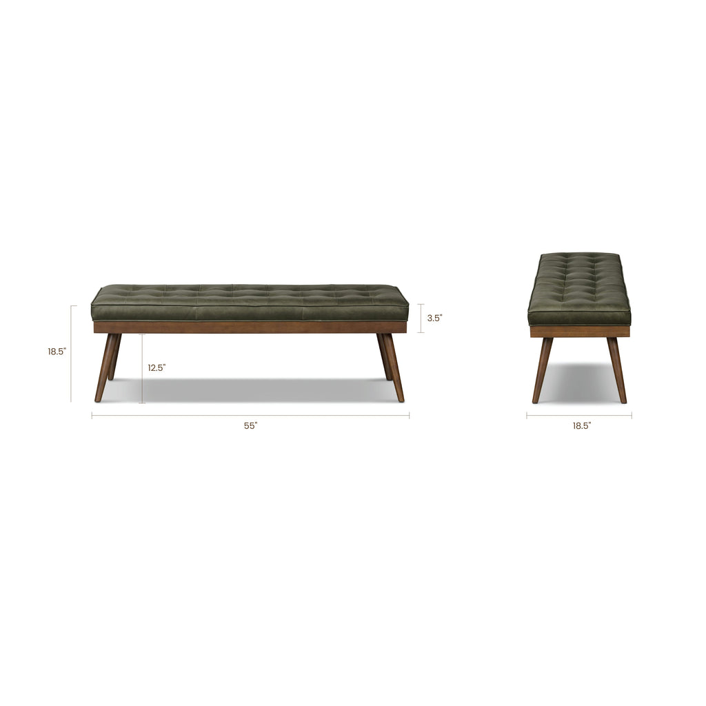 Banc en cuir | Vert olivine