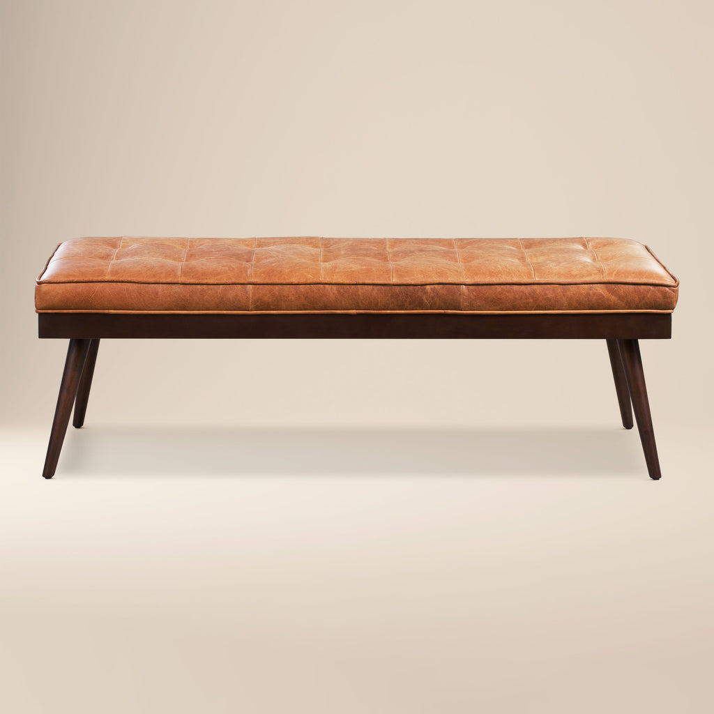 Banc en cuir | Cognac