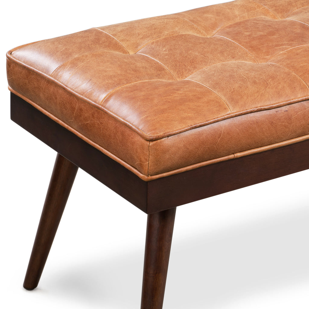 Banc en cuir | Cognac