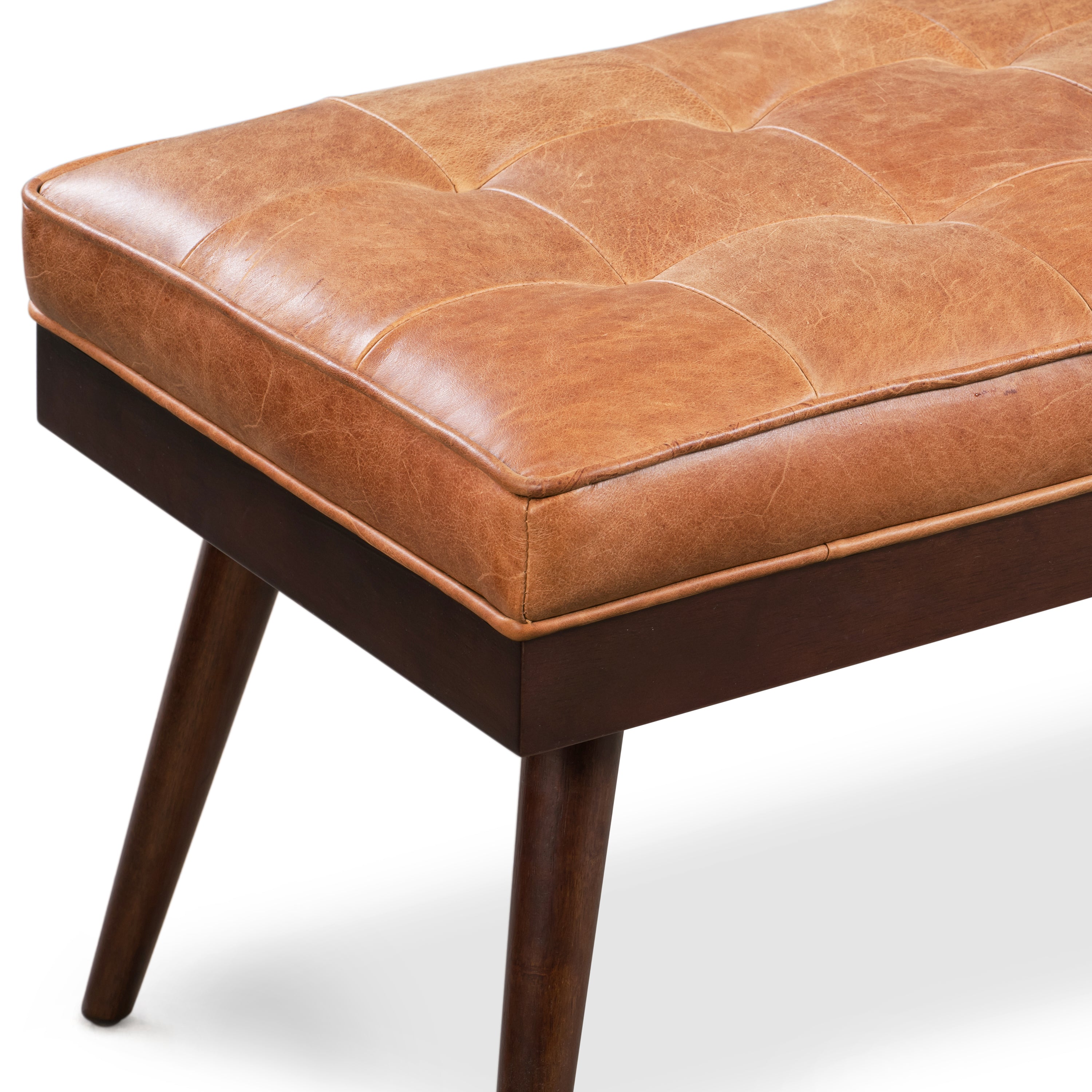 Banc en cuir | Cognac