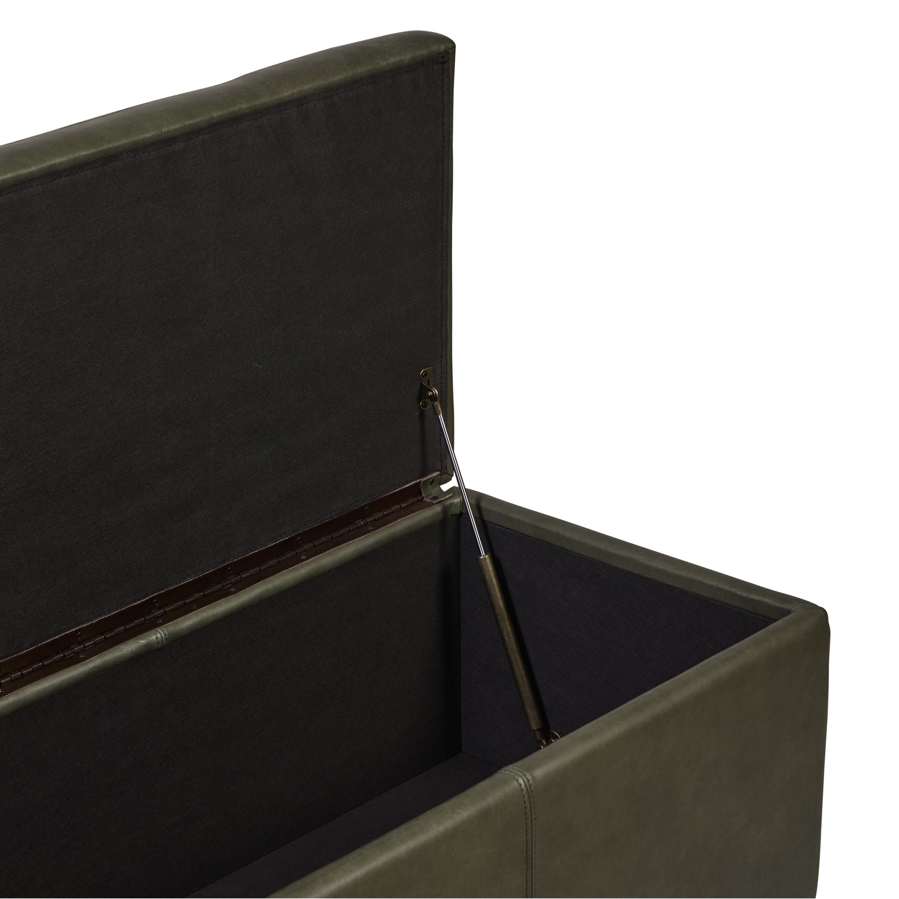 Pouf de rangement en cuir | Vert olive