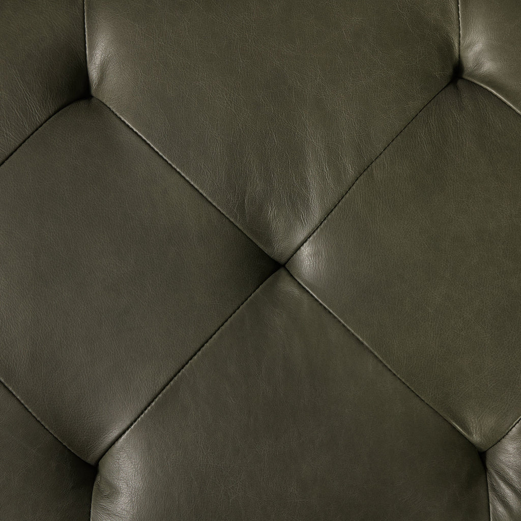 Pouf de rangement en cuir | Vert olive