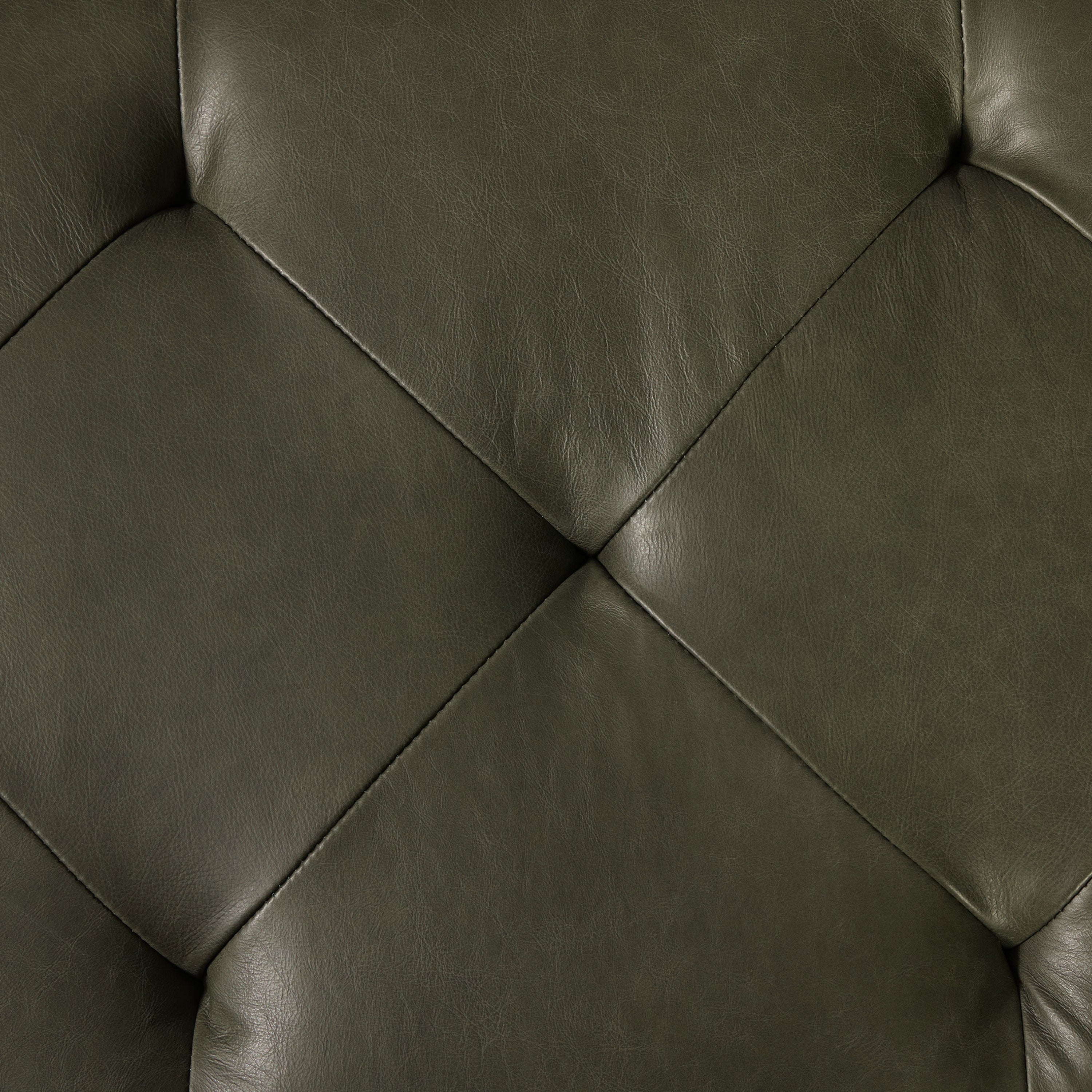 Pouf de rangement en cuir | Vert olive