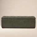 Pouf de rangement en cuir | Vert olive