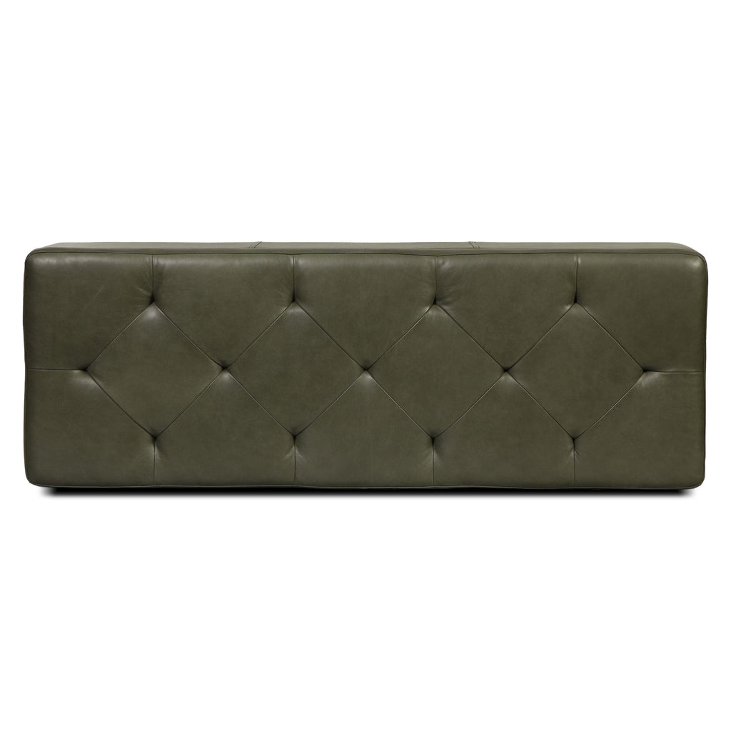Pouf de rangement en cuir | Vert olive