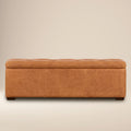 Pouffe de rangement en cuir | Tannage cognac