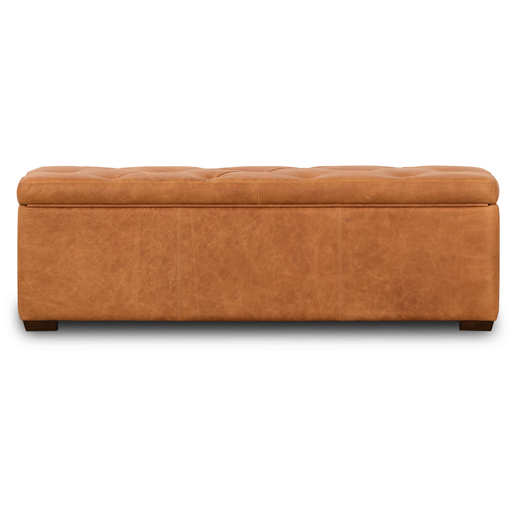 Pouffe de rangement en cuir | Tannage cognac