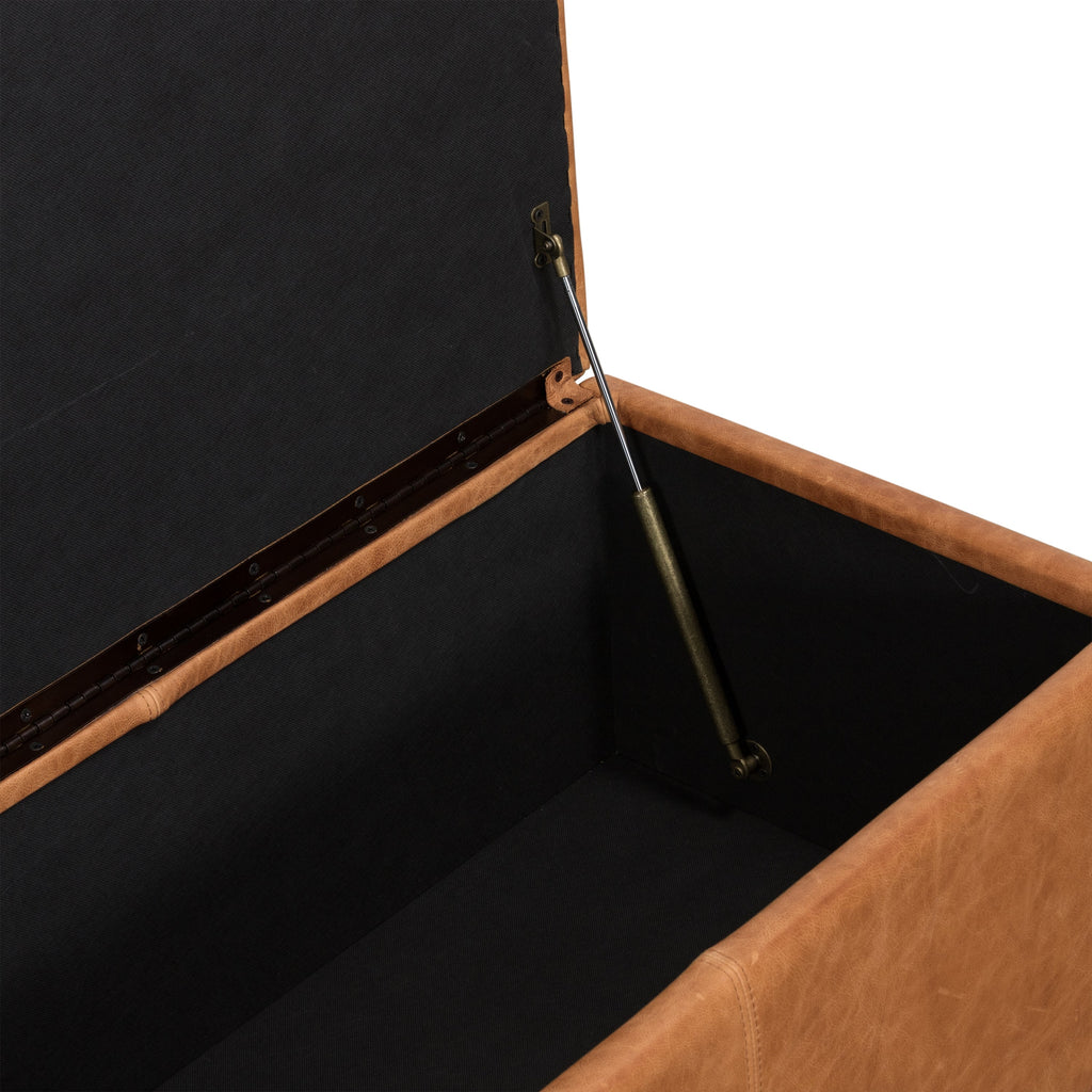 Pouffe de rangement en cuir | Tannage cognac