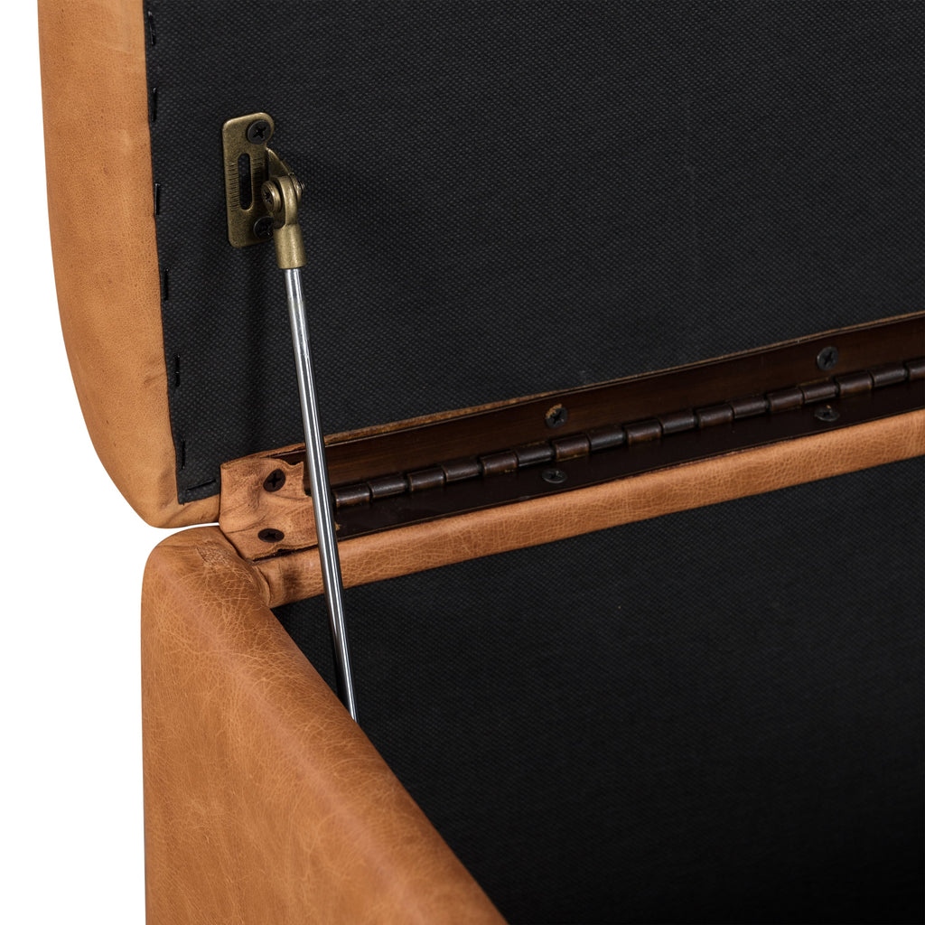 Pouffe de rangement en cuir | Tannage cognac