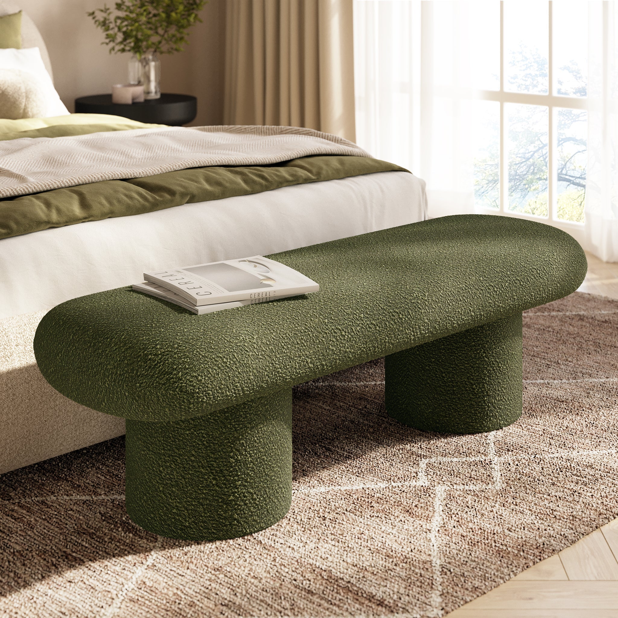 Banc | Bouclé vert fougère