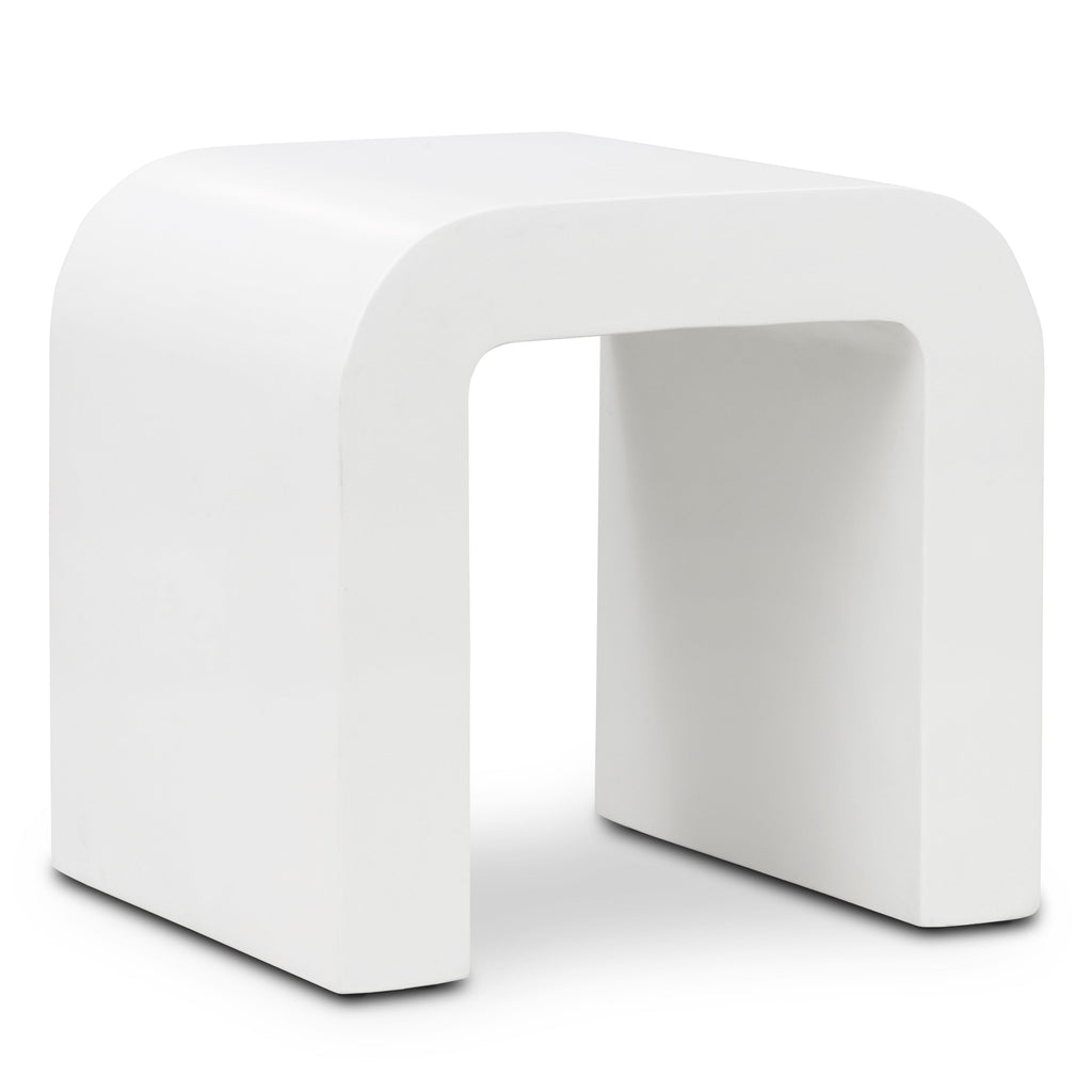 Table d'appoint fer à cheval | Béton couleur ivoire