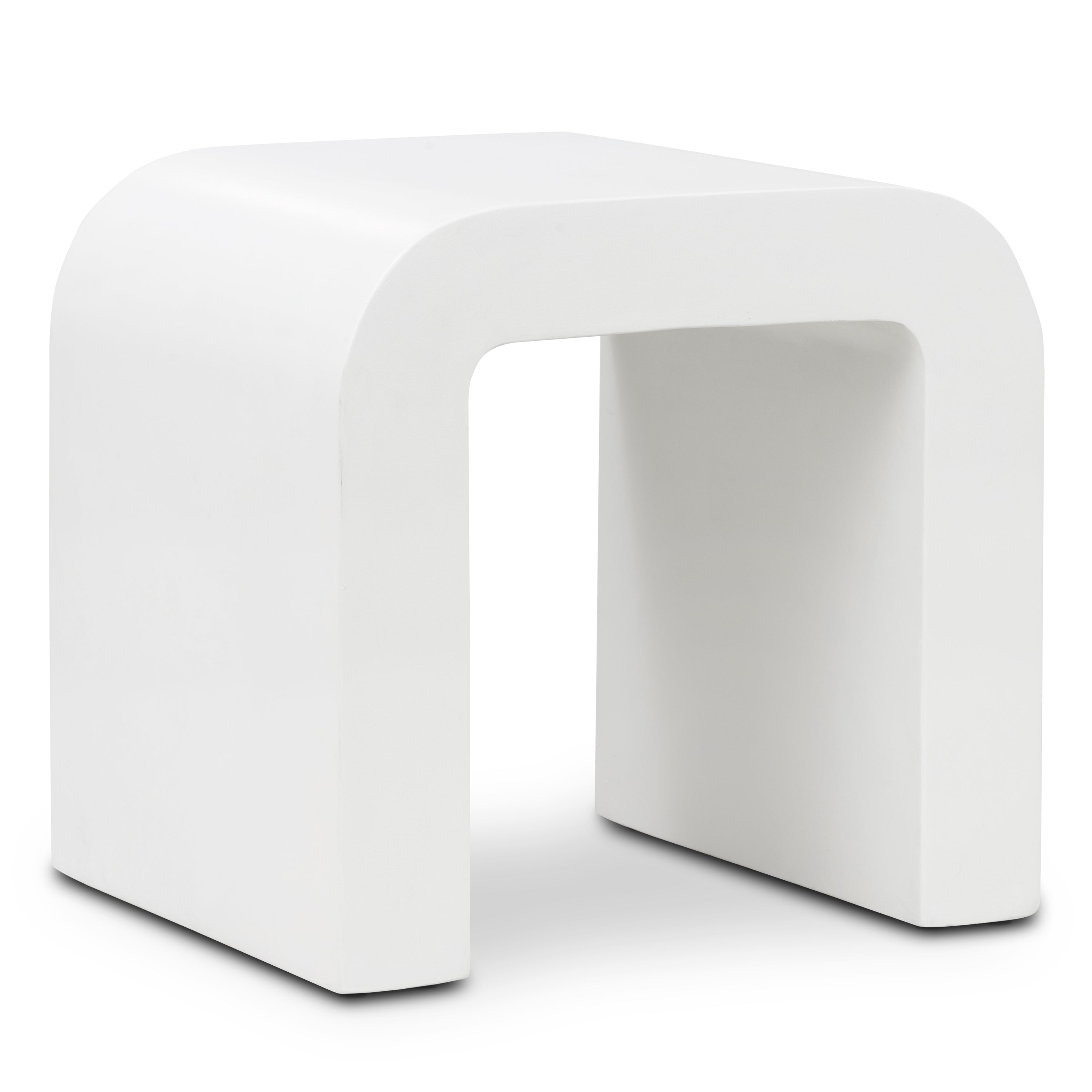 Table d'appoint fer à cheval | Béton couleur ivoire