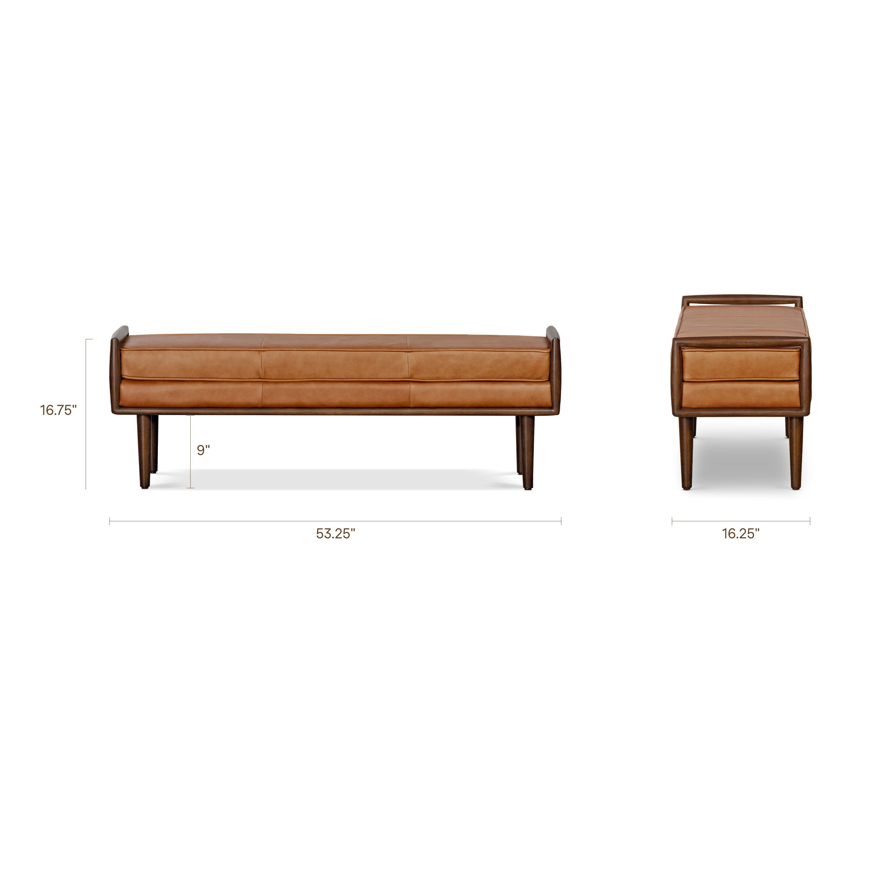 Banc en cuir 53,5 po | Cognac