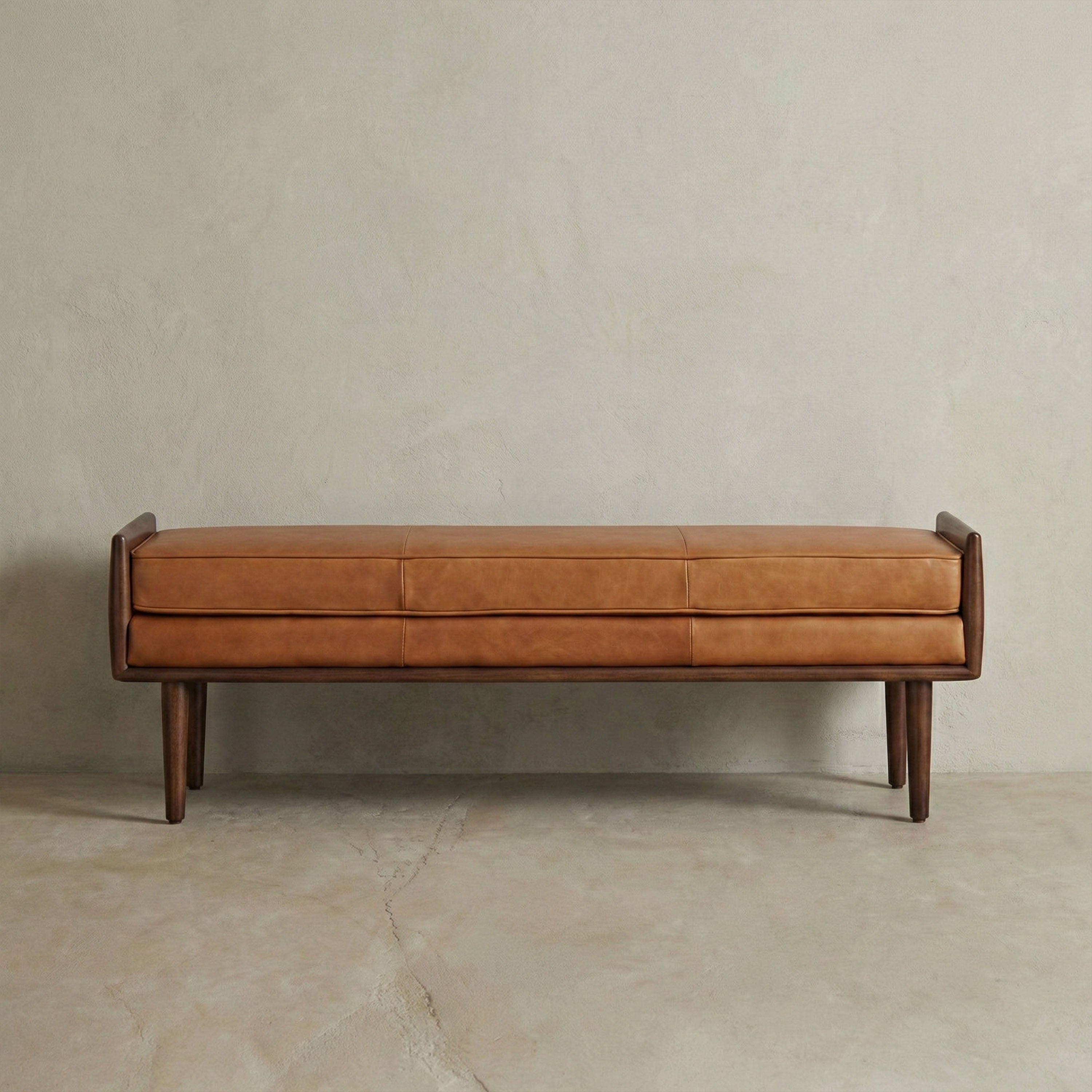 Banc en cuir 53,5 po | Cognac