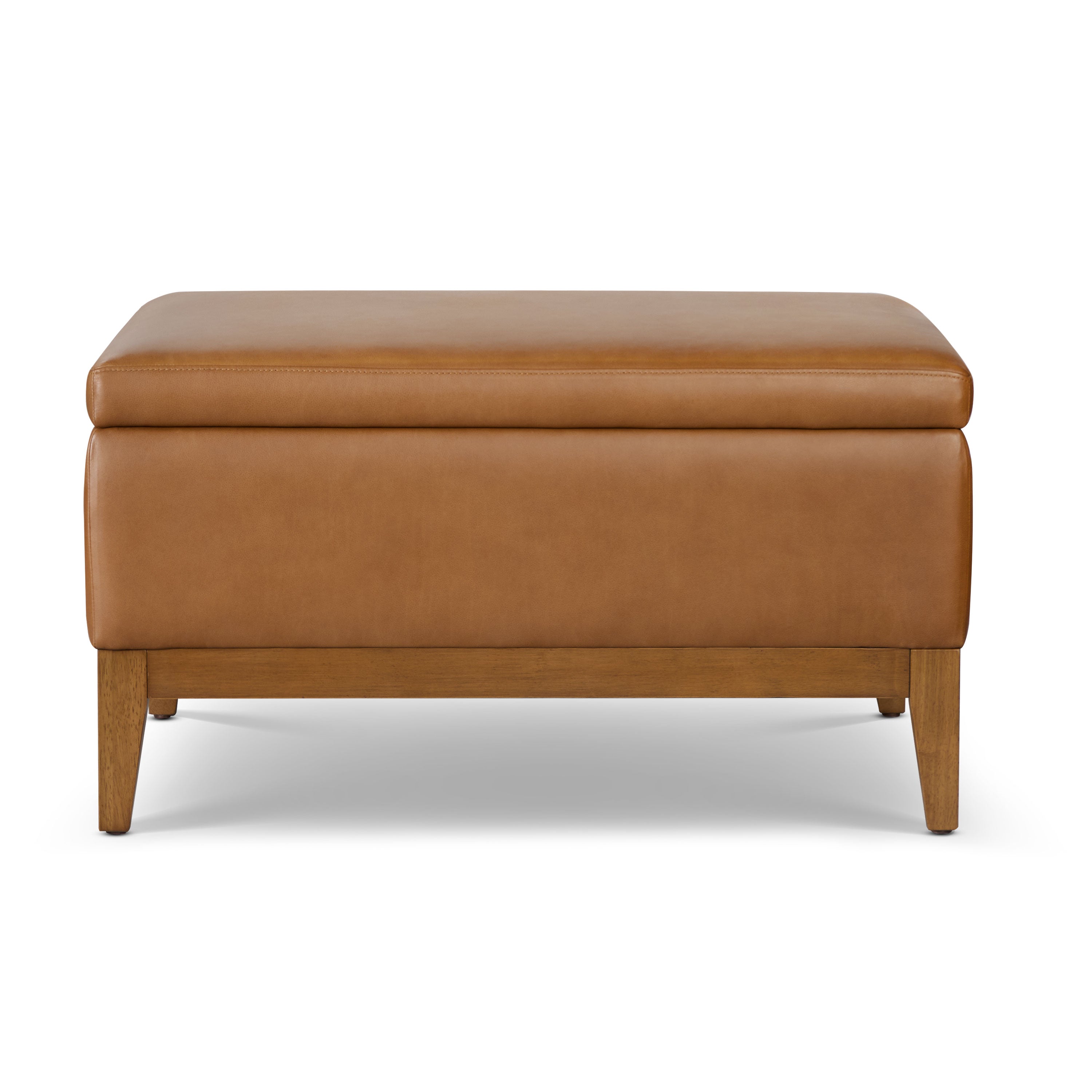 Pouffe de rangement en cuir (35) | Couleur Havane