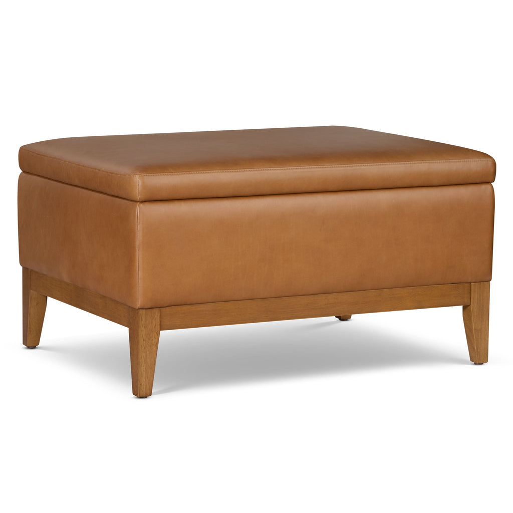 Pouffe de rangement en cuir (35) | Couleur Havane