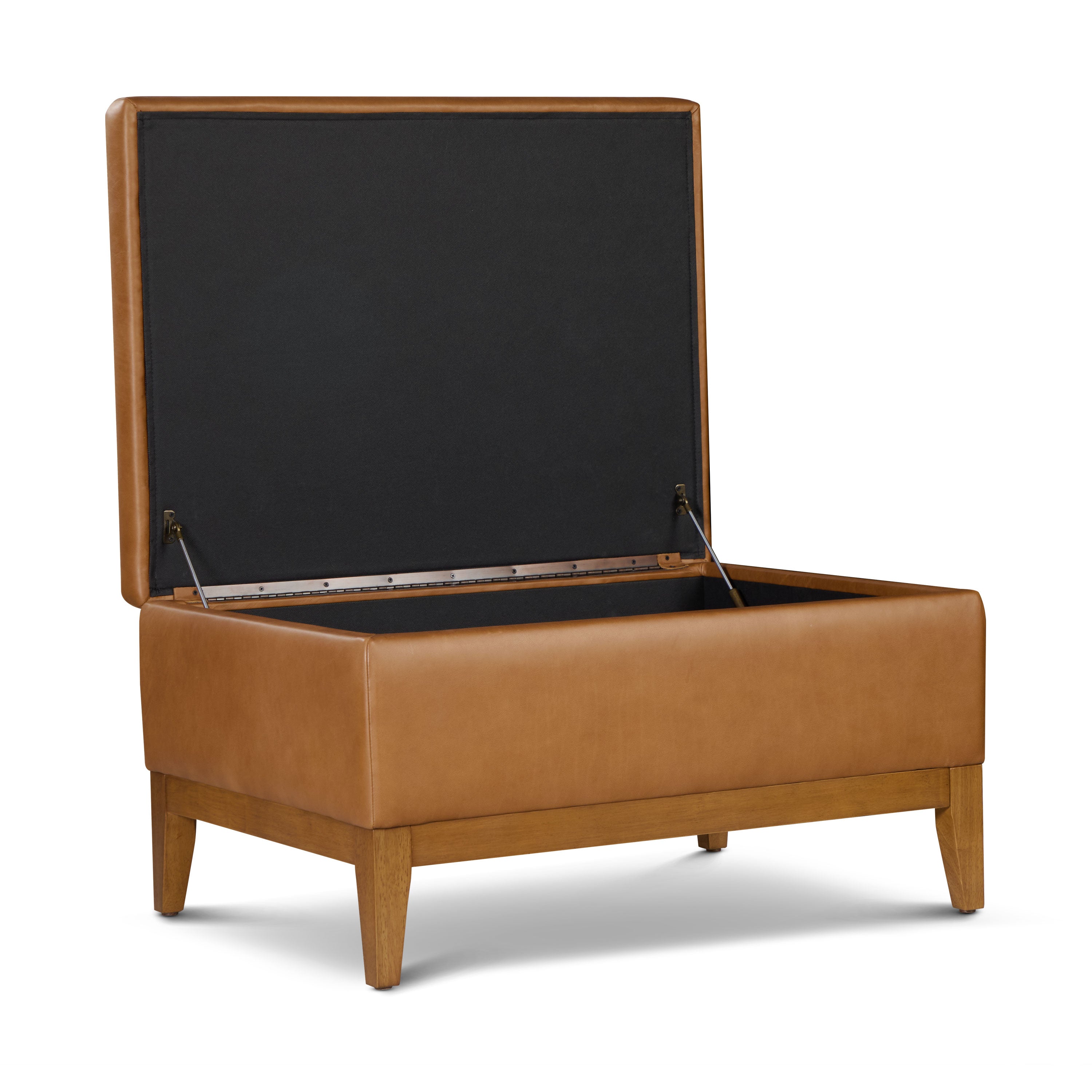 Pouffe de rangement en cuir (35) | Couleur Havane