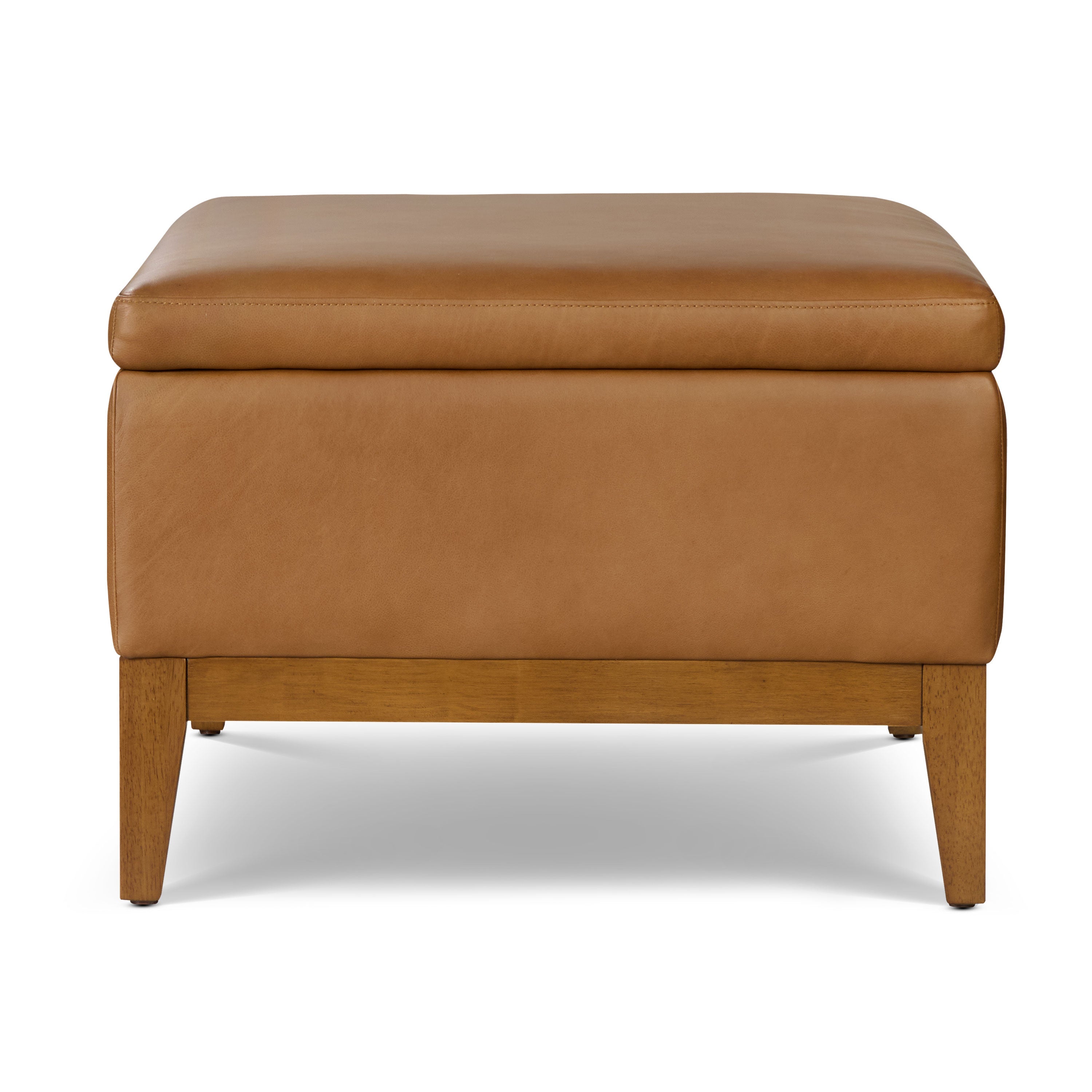 Pouffe de rangement en cuir (35) | Couleur Havane