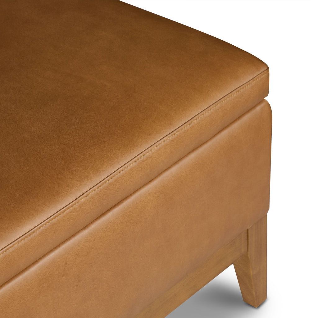 Pouffe de rangement en cuir (35) | Couleur Havane
