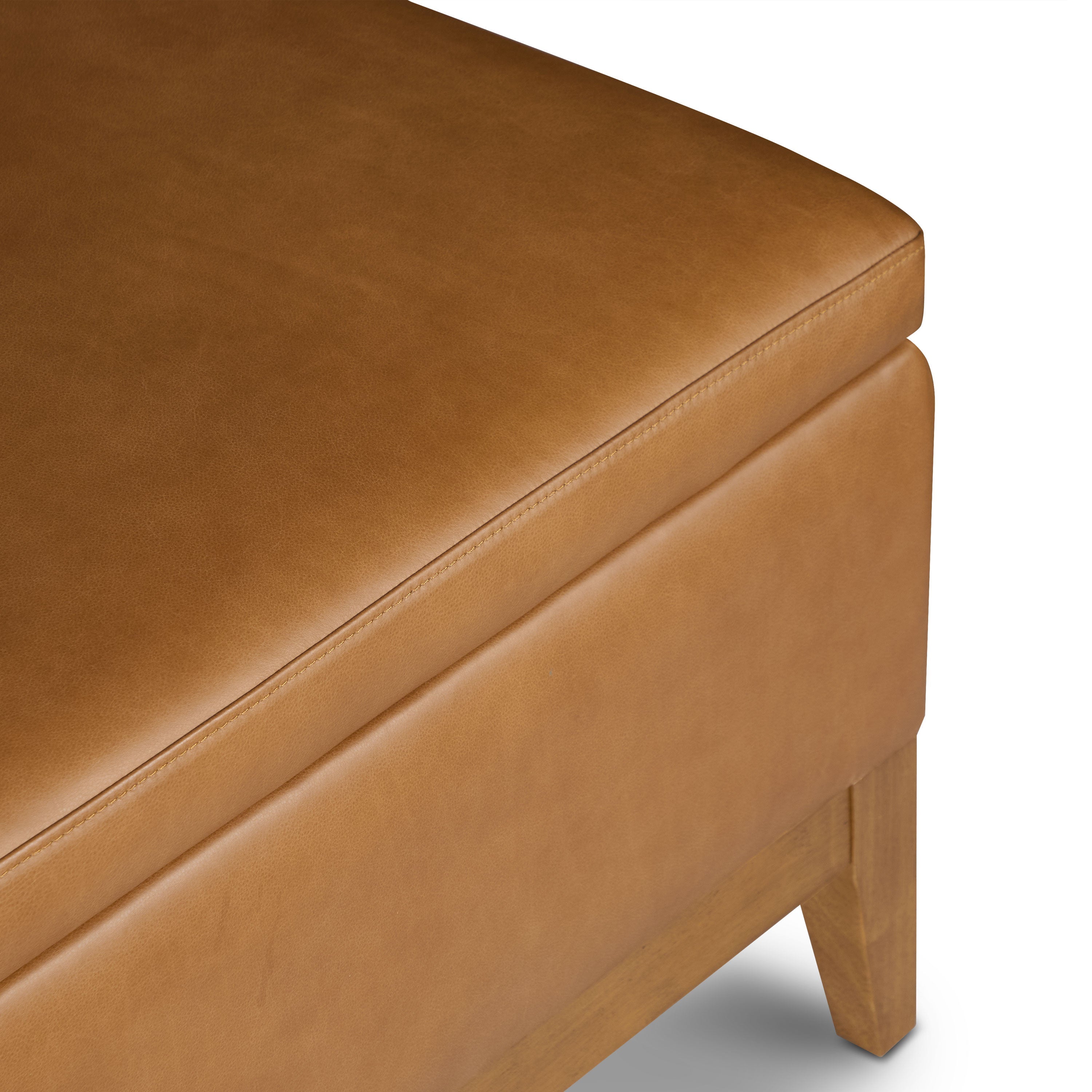 Pouffe de rangement en cuir (35) | Couleur Havane