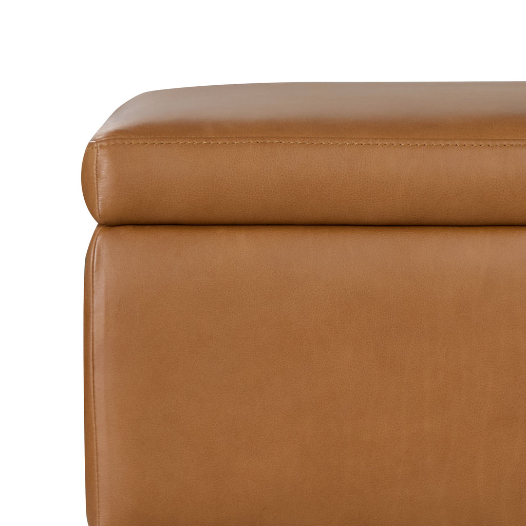 Pouffe de rangement en cuir (35) | Couleur Havane