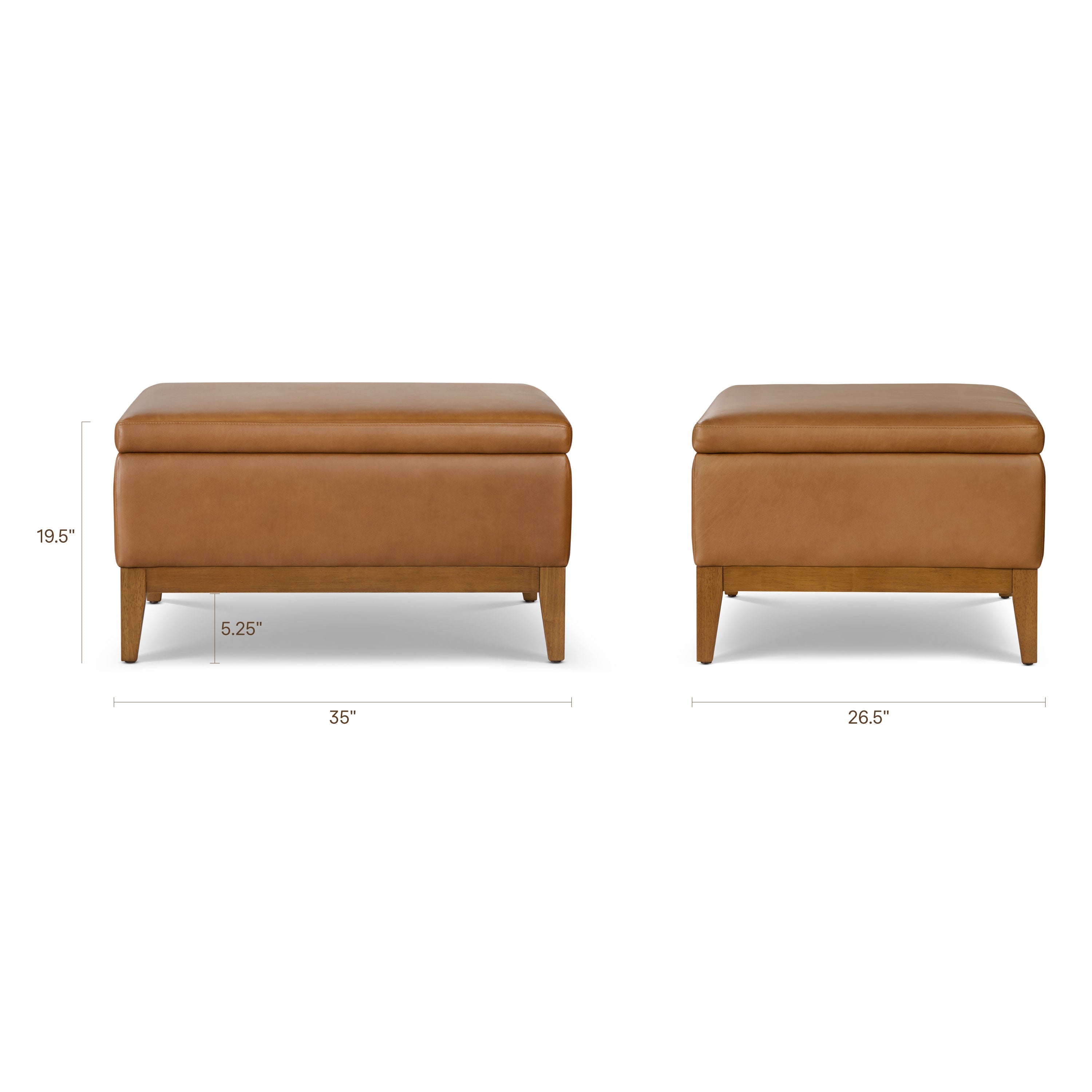 Pouffe de rangement en cuir (35) | Couleur Havane