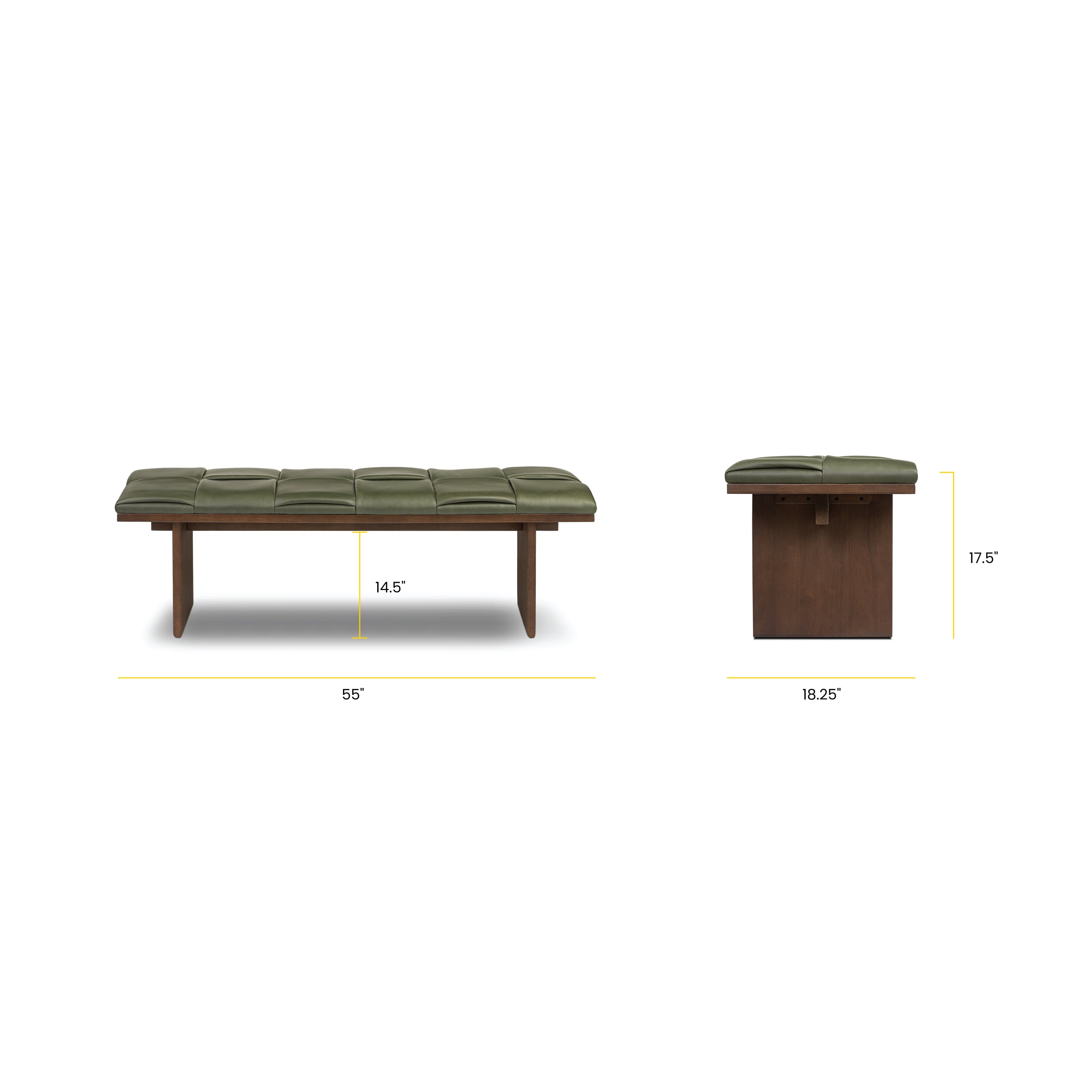Banc en cuir 55 | Vert olive
