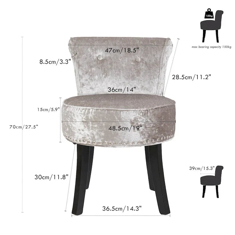 Tabouret de Coiffeuse en Bois Massif de 69,85 cm de haut - 69,85 H X 48,26 L X 29,97 P