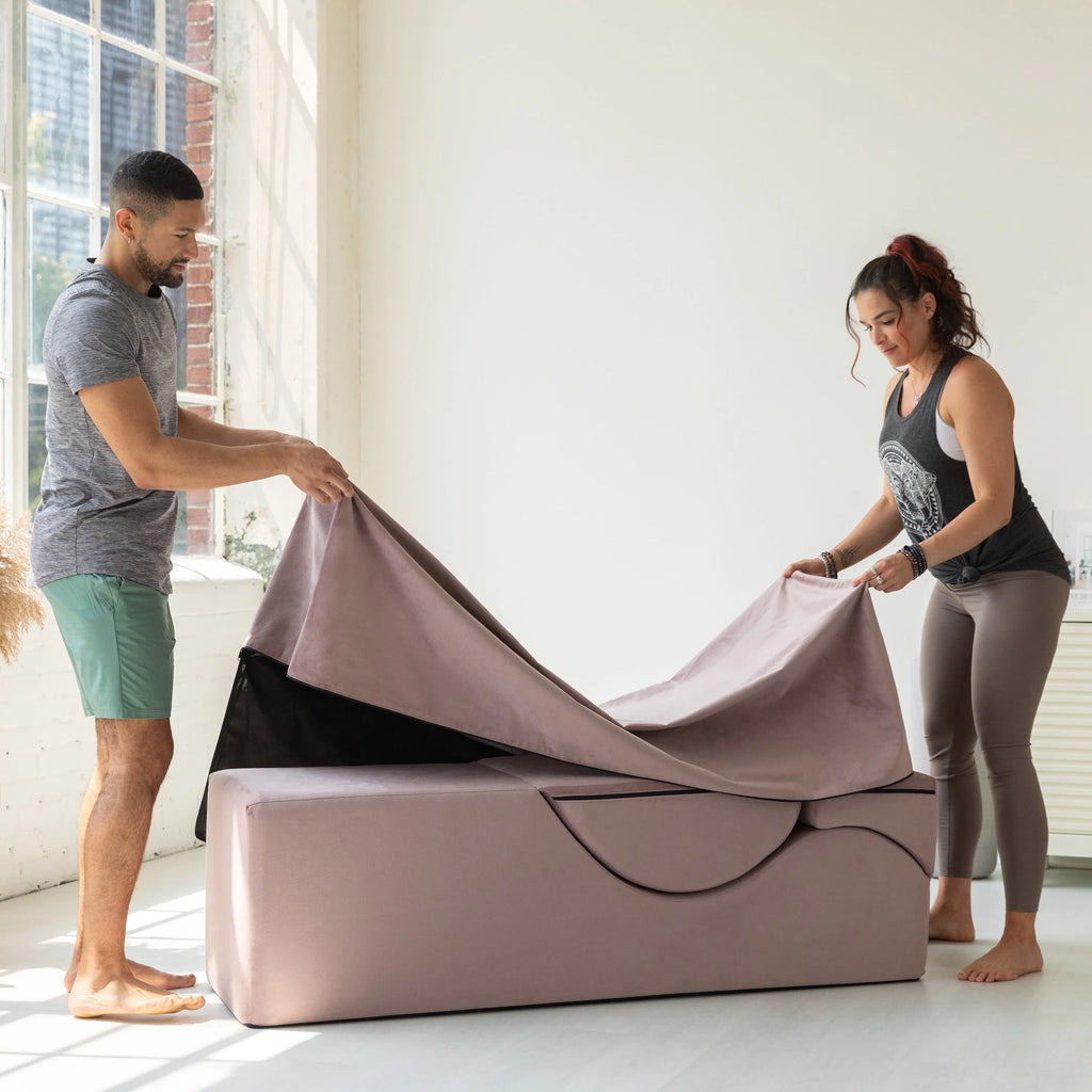 Avana Kami Chaise convertible / Yoga & Massage - Pouf 2 en 1 avec chaise longue de yoga escamotable, Microvelours - N/A