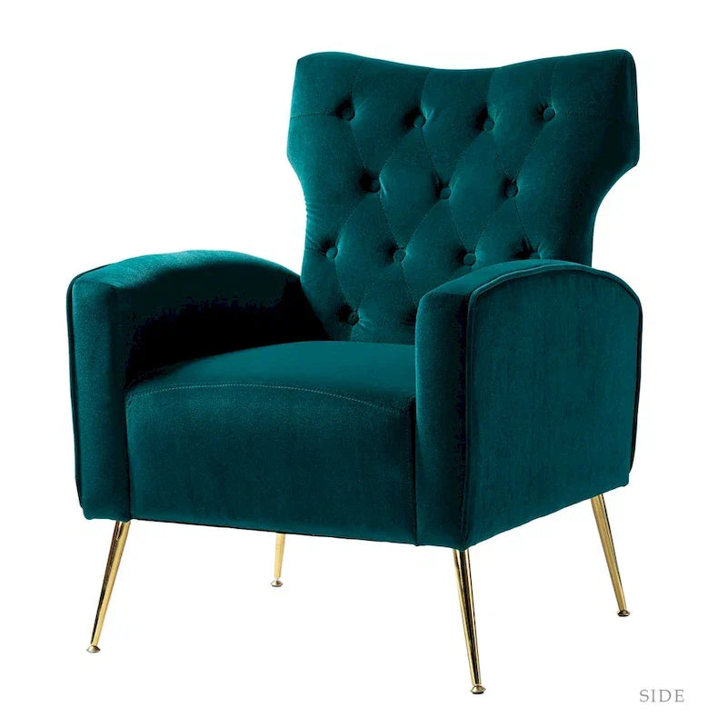 Chaise touffetée Abadiana avec accent et piètement en métal