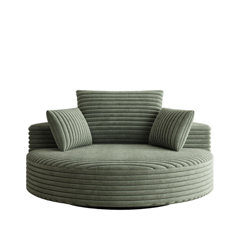 Fauteuil pivotant simple en velours côtelé et chenille avec rembourrage en mousse
